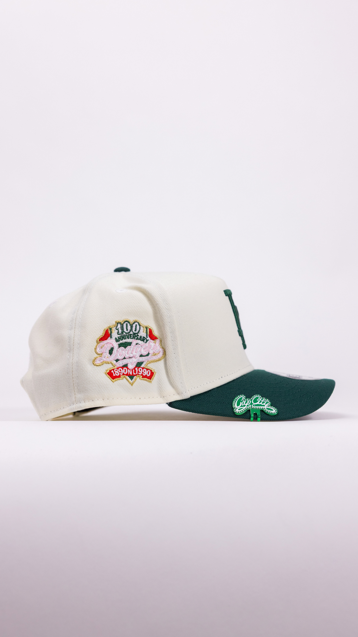 New Era 9Fifty A-Frame Chrome/Forest Green Los Angeles Dodgers Snapback W/ 100th Anniversary Side Patch