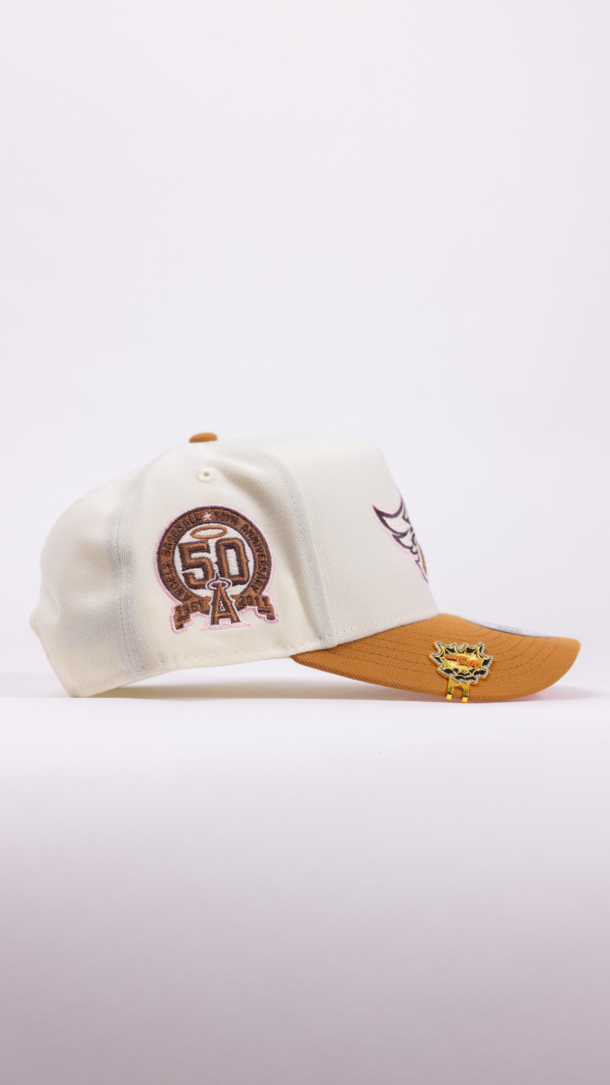 New Era 9Fifty A-Frame Chrome/Khaki Anaheim Angels Snapback W/ 50th Anniversary Side Patch