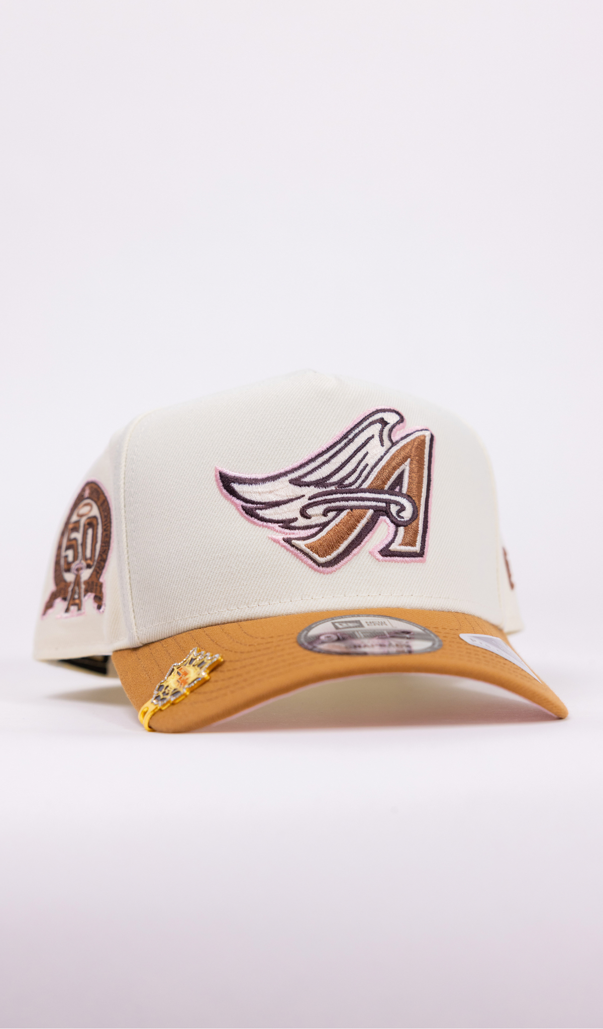 New Era 9Fifty A-Frame Chrome/Khaki Anaheim Angels Snapback W/ 50th Anniversary Side Patch