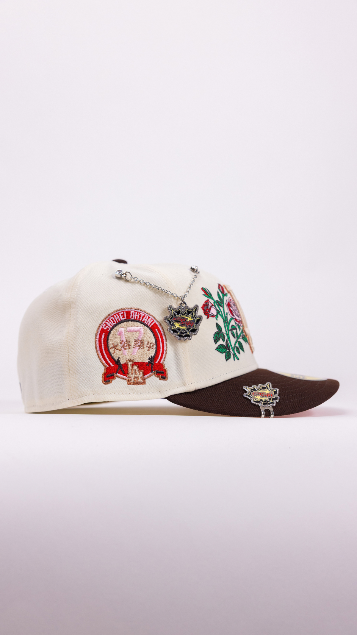 New Era Exclusive 59Fifty Chrome/Brown Los Angeles Dodgers W/ Blooming Rose + Shohei Ohtani Side Patch
