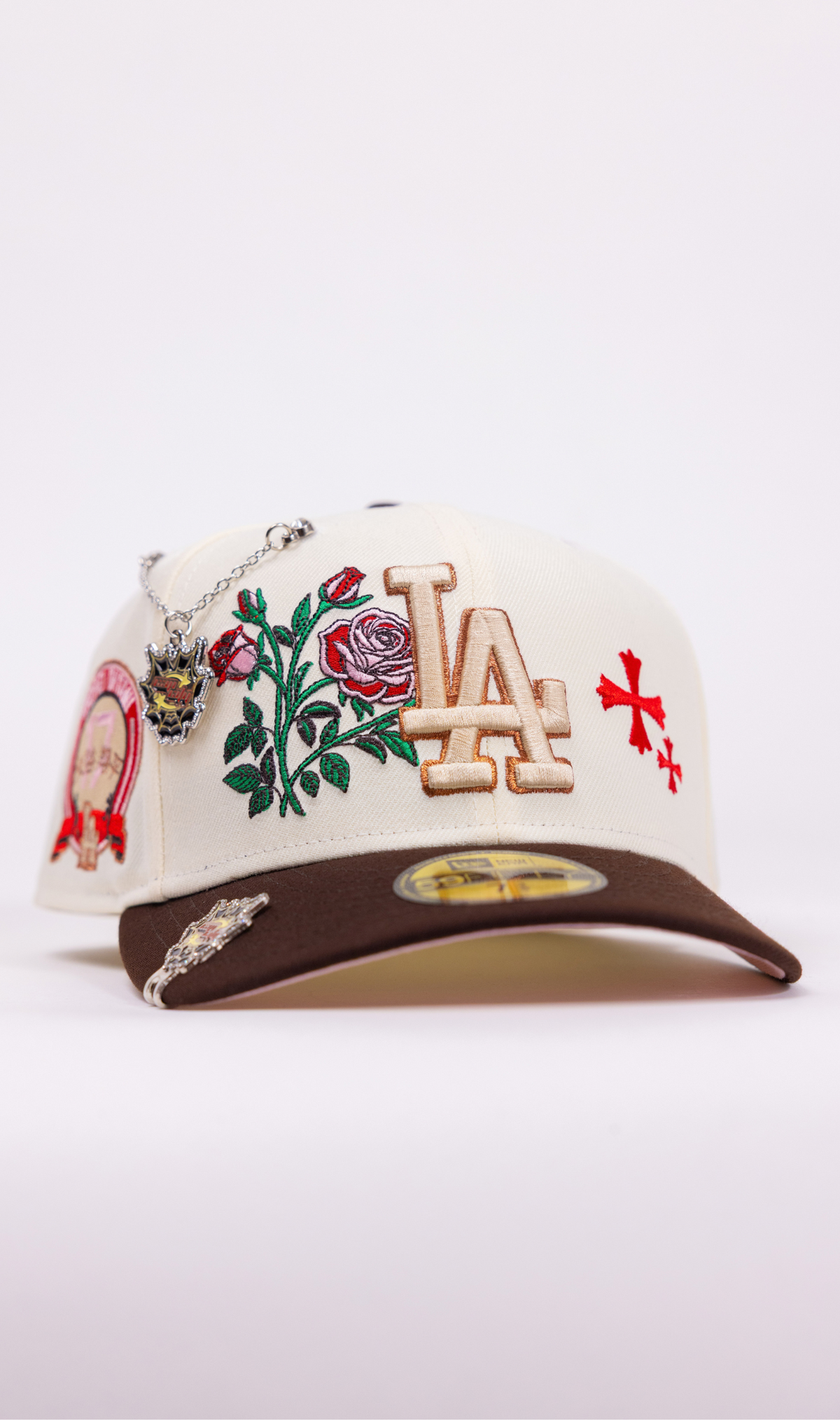 New Era Exclusive 59Fifty Chrome/Brown Los Angeles Dodgers W/ Blooming Rose + Shohei Ohtani Side Patch