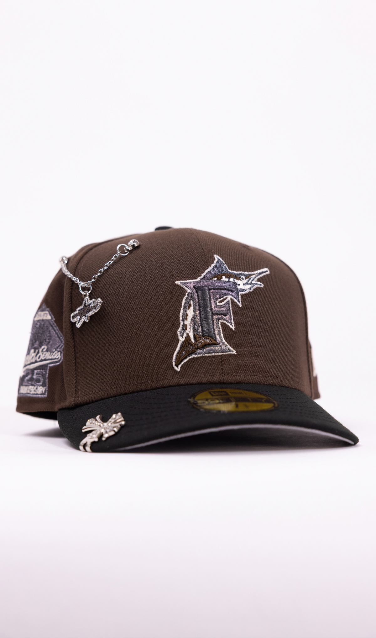 New Era Exclusive 59Fifty Brown/Black Miami Marlins W/ World Series Side Patch