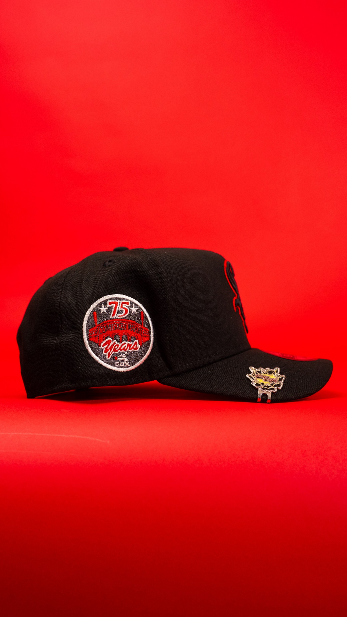 New Era 9Fifty A-Frame Black Chicago White Sox Snapback W/ Outline + 75th Anniversary Side Patch