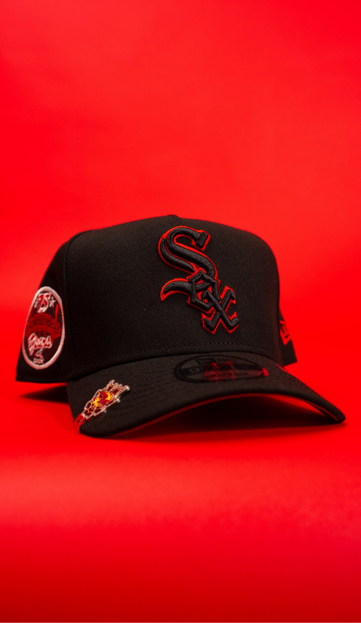 New Era 9Fifty A-Frame Black Chicago White Sox Snapback W/ Outline + 75th Anniversary Side Patch