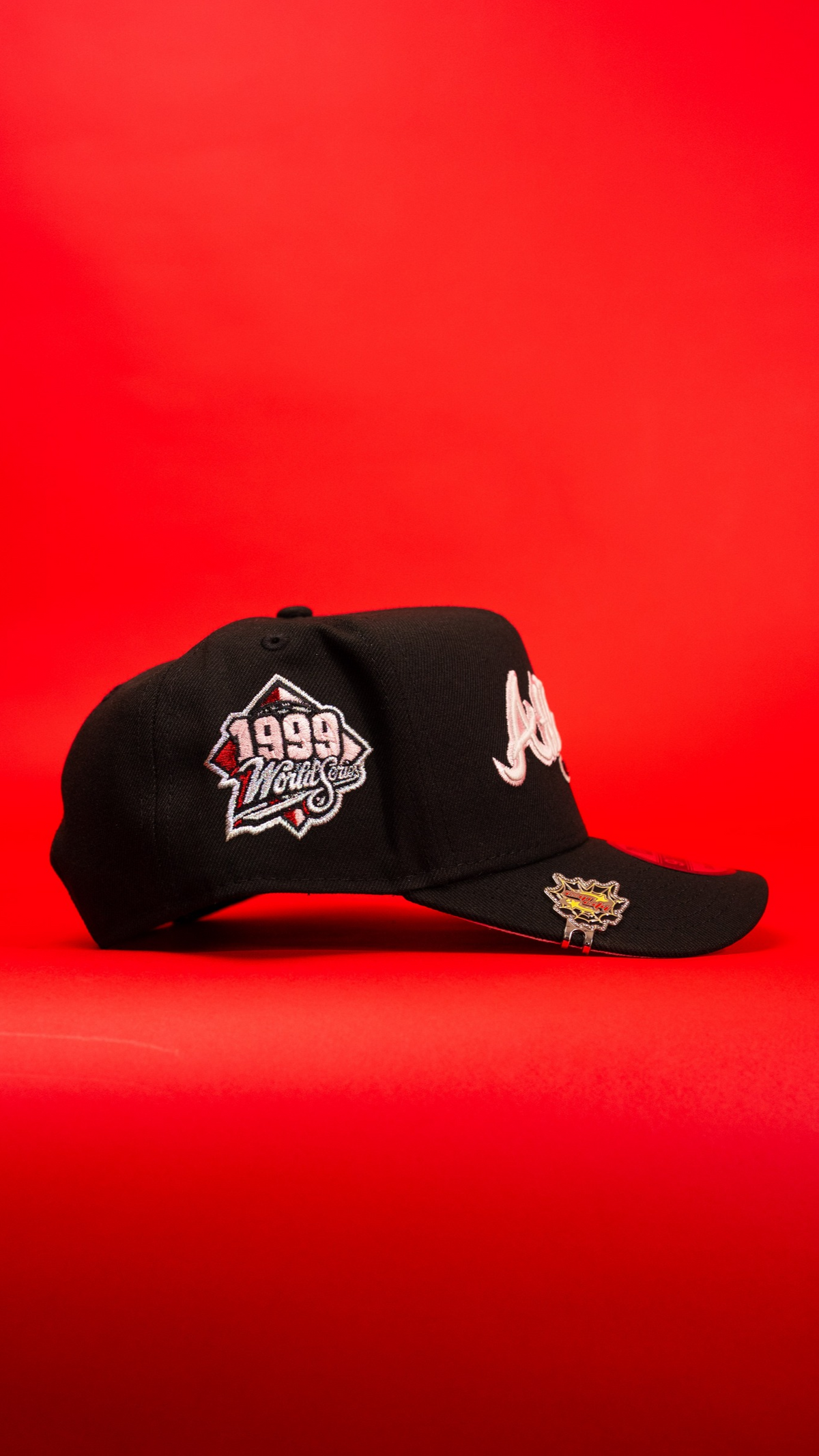 New Era 9Fifty A-Frame Black Atlanta Braves Script Snapback W/ 1999 World Series Side Patch