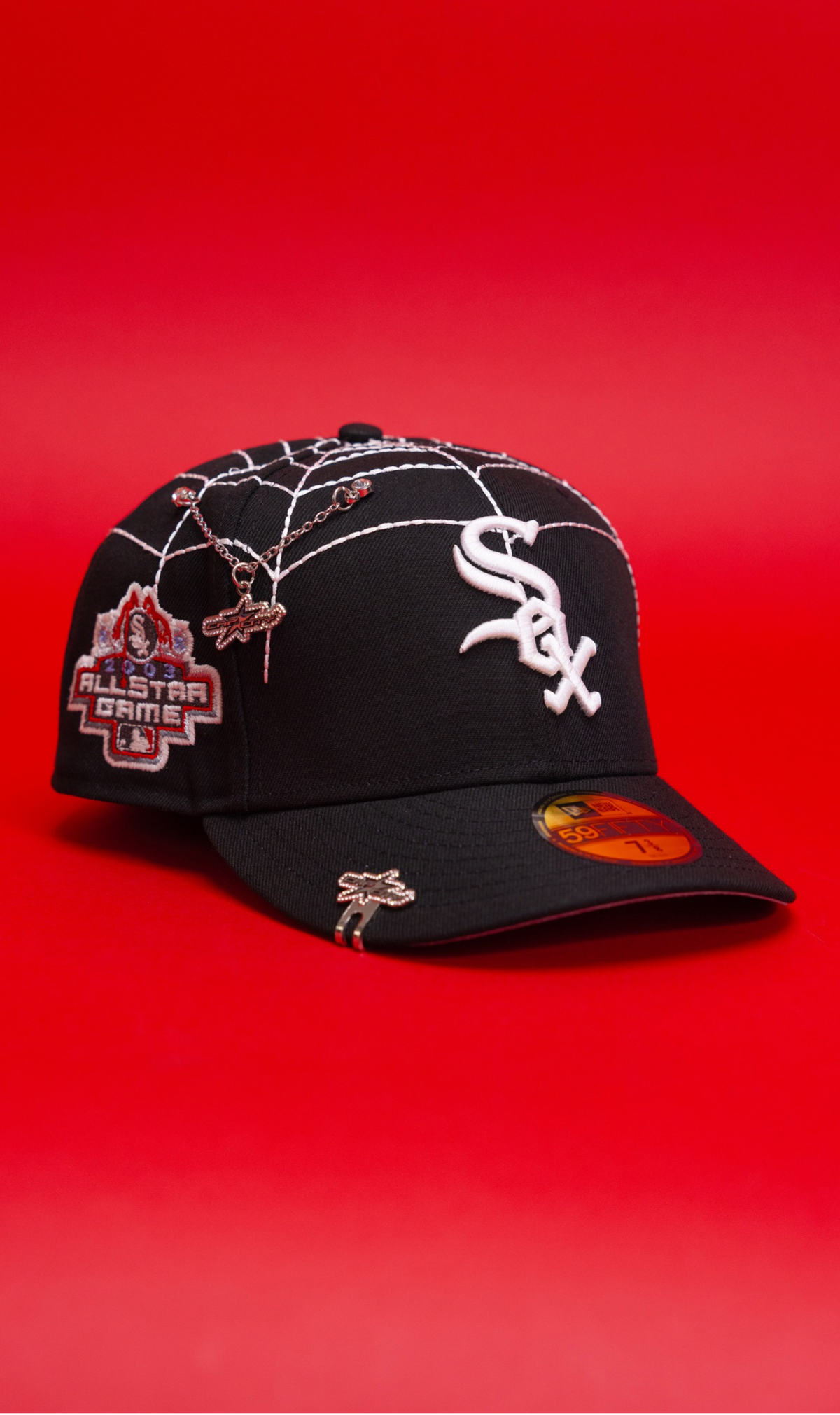 New Era Exclusive 59Fifty Black Chicago White Sox "Spider Web" W/ 2003 All Star Game Side Patch