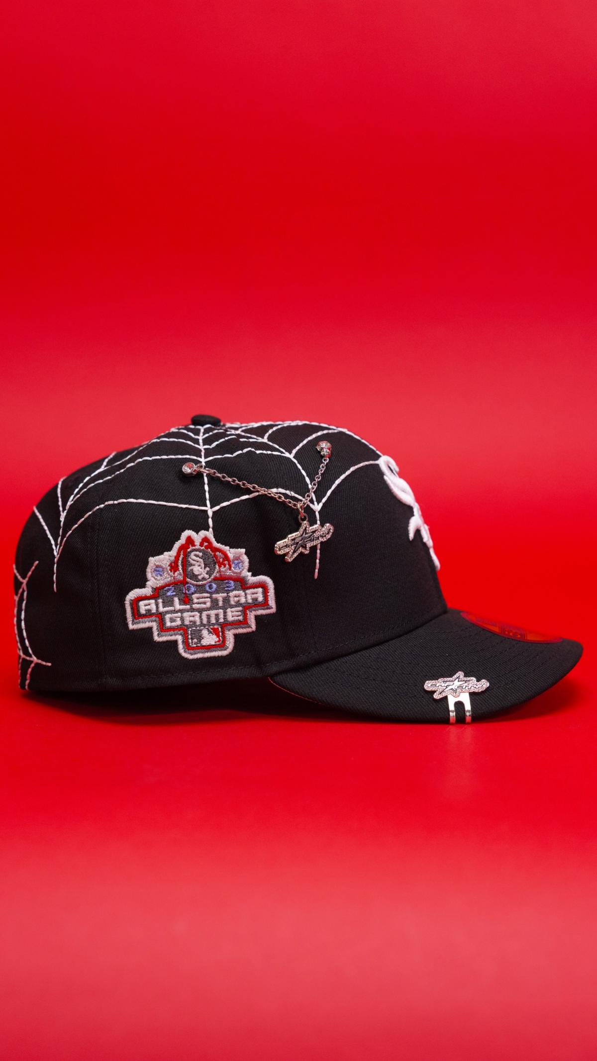 New Era Exclusive 59Fifty Black Chicago White Sox "Spider Web" W/ 2003 All Star Game Side Patch