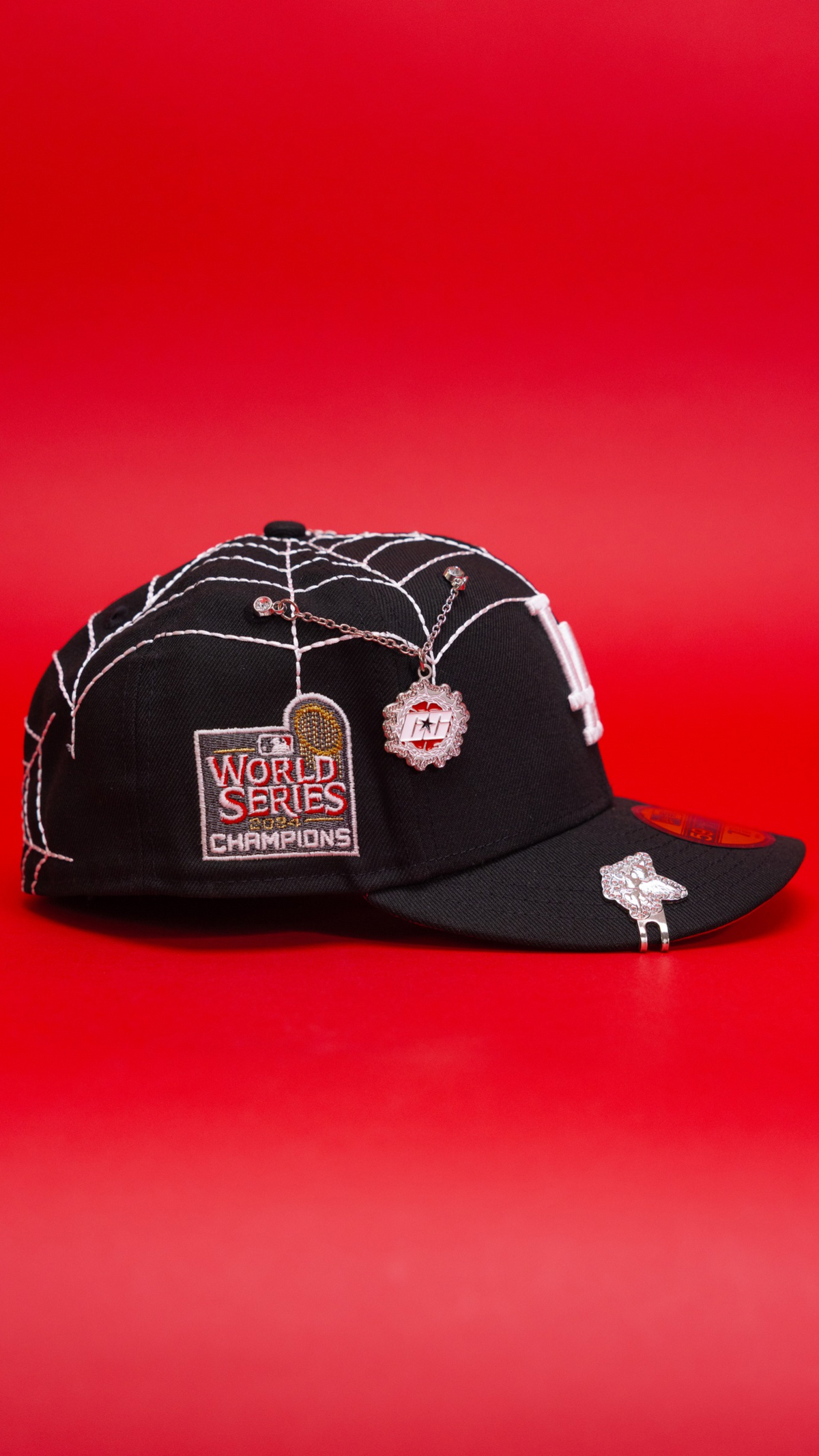 New Era Exclusive 59Fifty Black Los Angeles Dodgers "Spider Web" W/ World Series Champions Side Patch