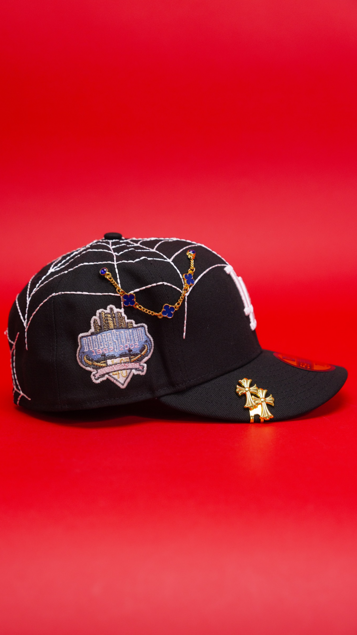 New Era Exclusive 59Fifty Black Los Angeles Dodgers "Spider Web" W/ 40th Anniversary Side Patch
