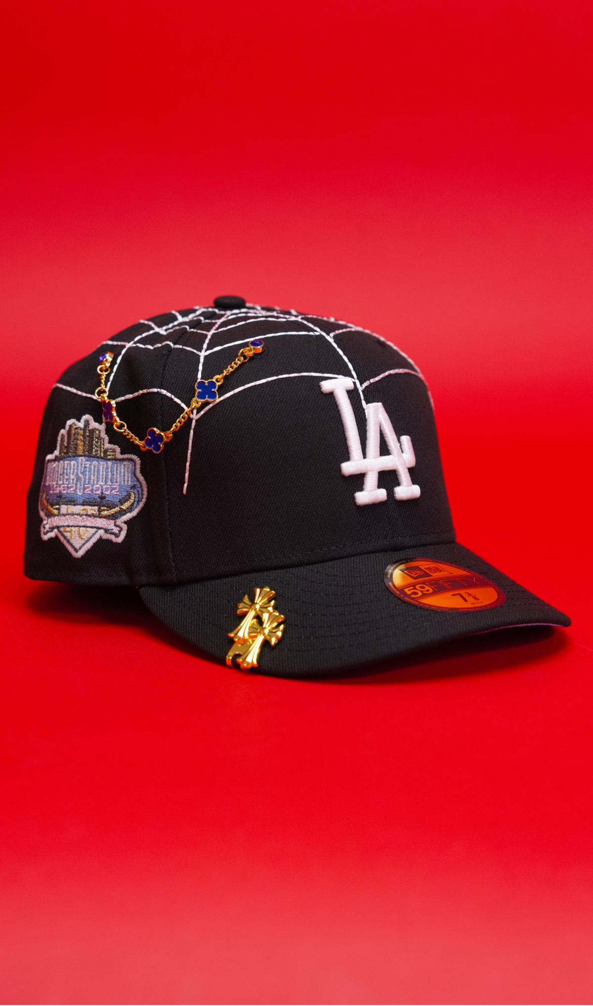 New Era Exclusive 59Fifty Black Los Angeles Dodgers "Spider Web" W/ 40th Anniversary Side Patch