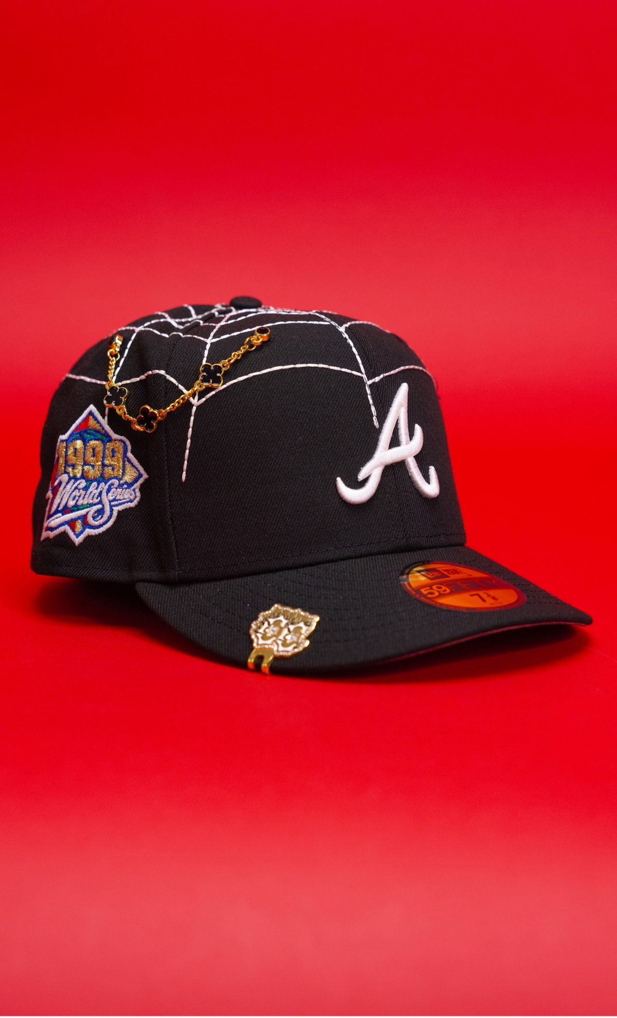 New Era Exclusive 59Fifty Black Atlanta Braves "Spider Web" W/ 1999 World Series Side Patch