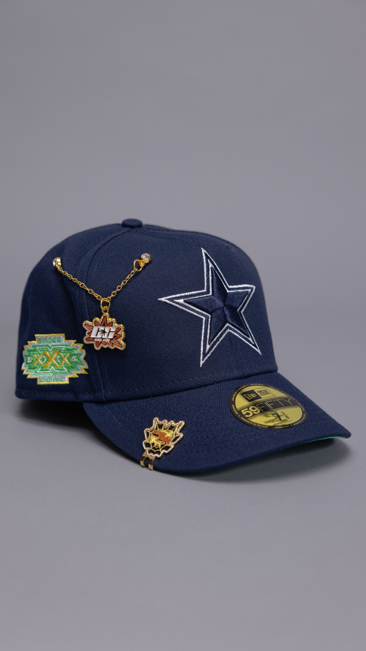 New Era Exclusive 59Fifty Navy Dallas Cowboys W/ "Superbowl" Side Patch