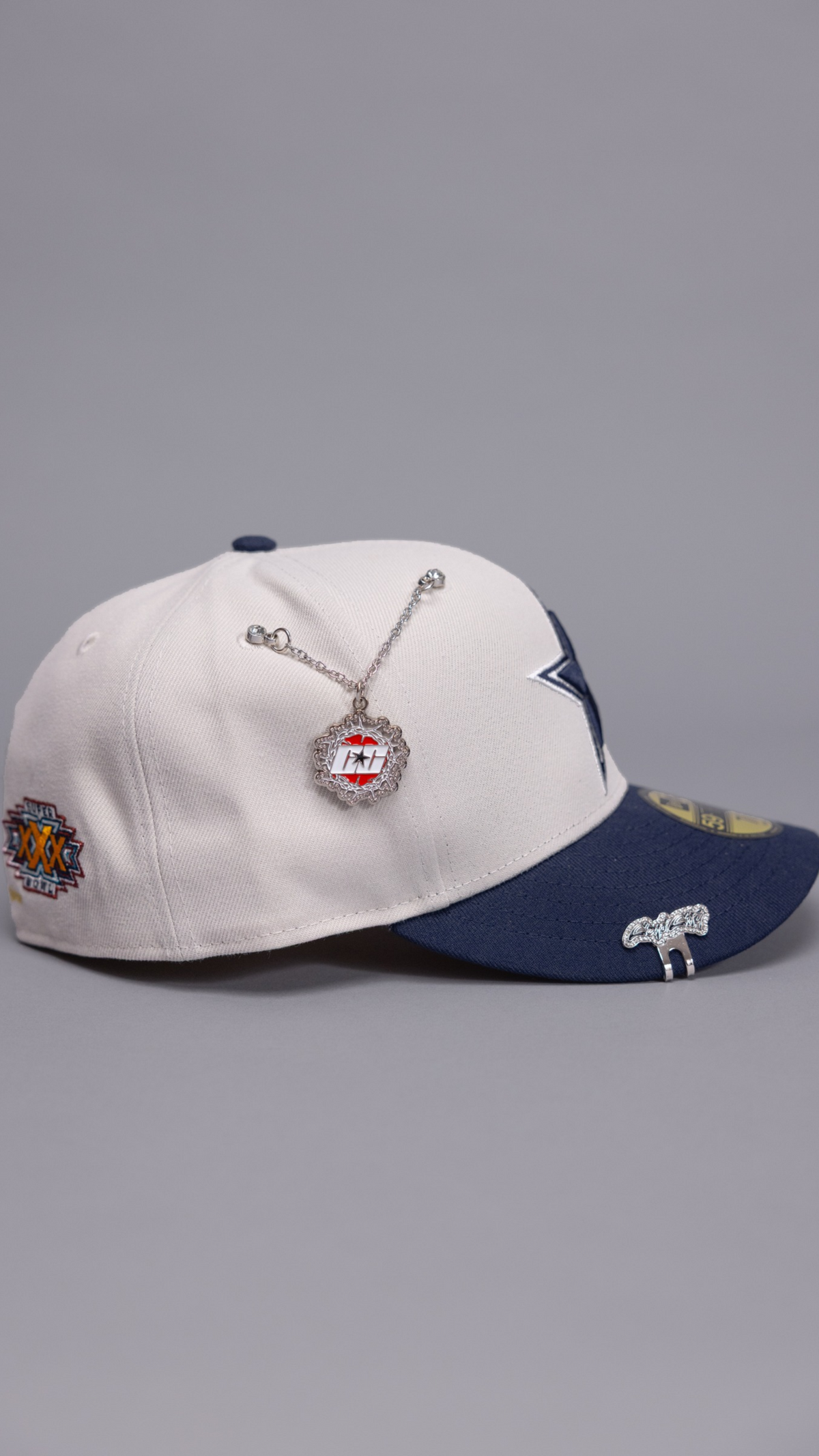 New Era Exclusive 59Fifty Grey/Navy Dallas Cowboys W/ Two Time Superbowl Champions Embroidery