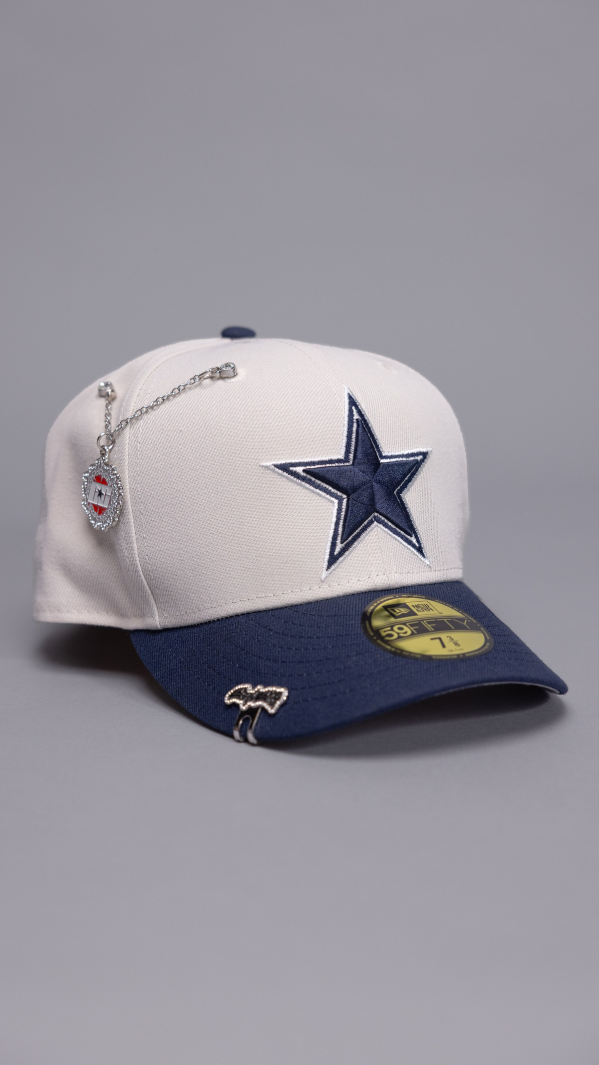 New Era Exclusive 59Fifty Grey/Navy Dallas Cowboys W/ Two Time Superbowl Champions Embroidery