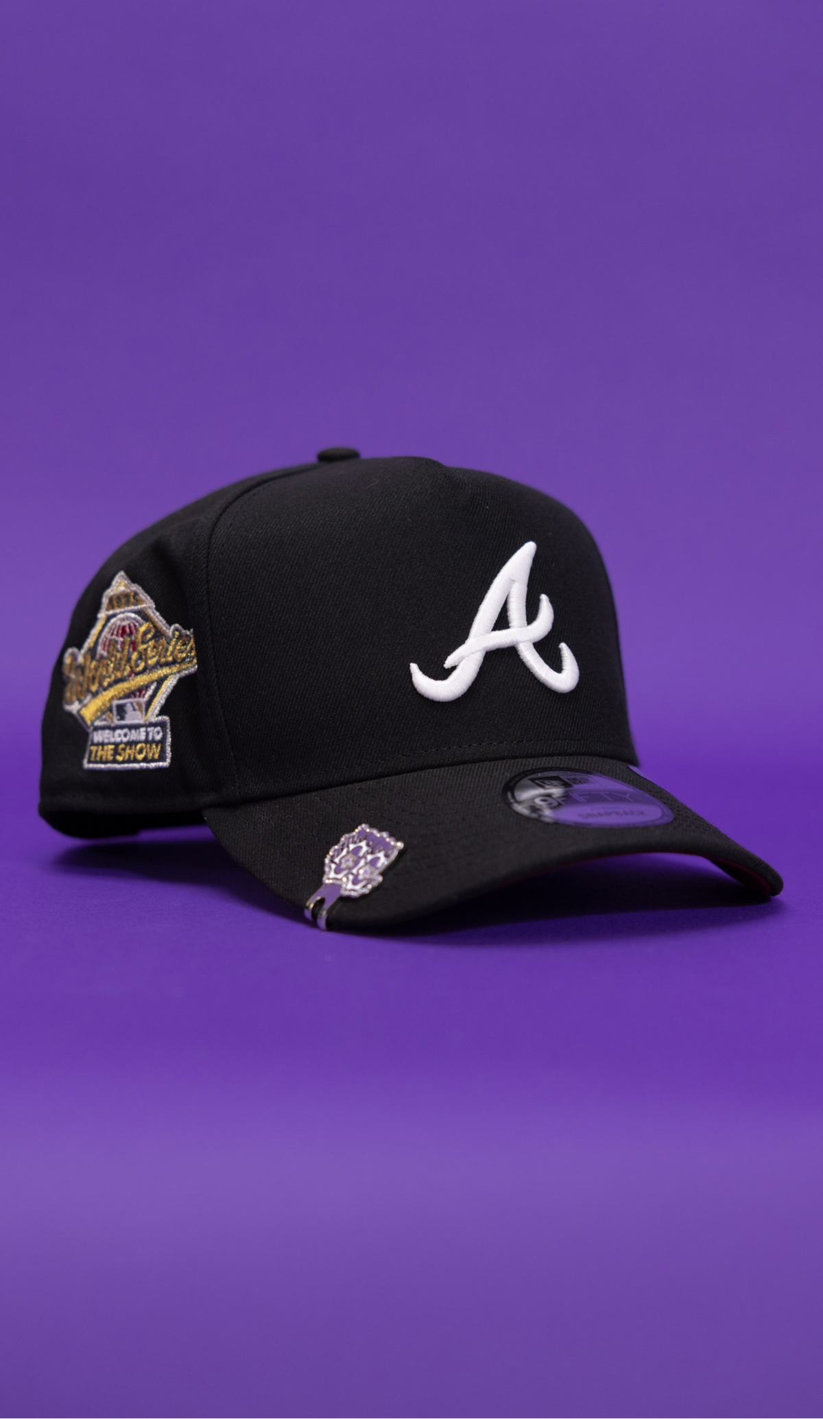 New Era 9Fifty A-Frame Black Atlanta Braves Snapback W/ "Welcome To the Show" Side Patch