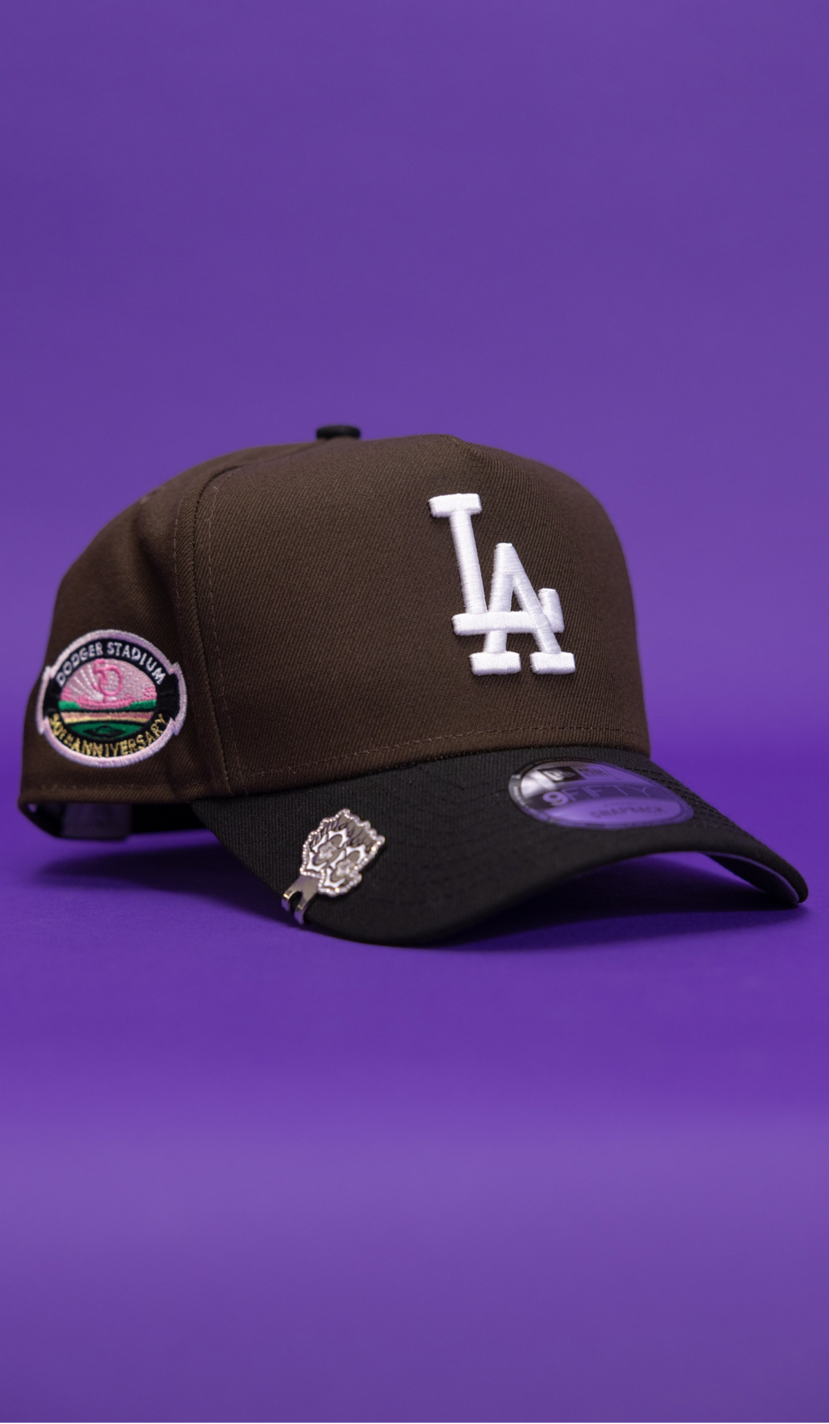 New Era 9Fifty A-Frame Brown/Black Los Angeles Dodgers Snapback W/ 50th Anniversary Side Patch