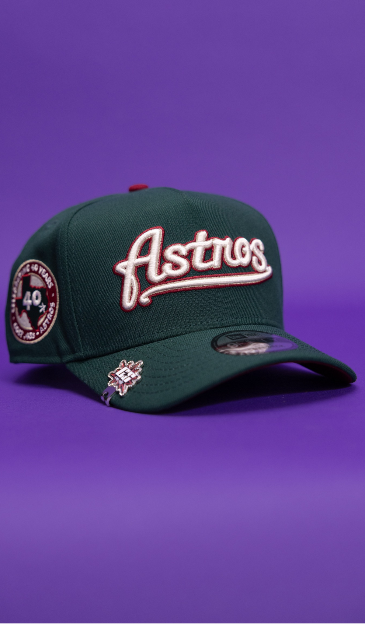 New Era 9Fifty A-Frame Forest Green Houston Astros Script Snapback W/ 40th Anniversary Side Patch