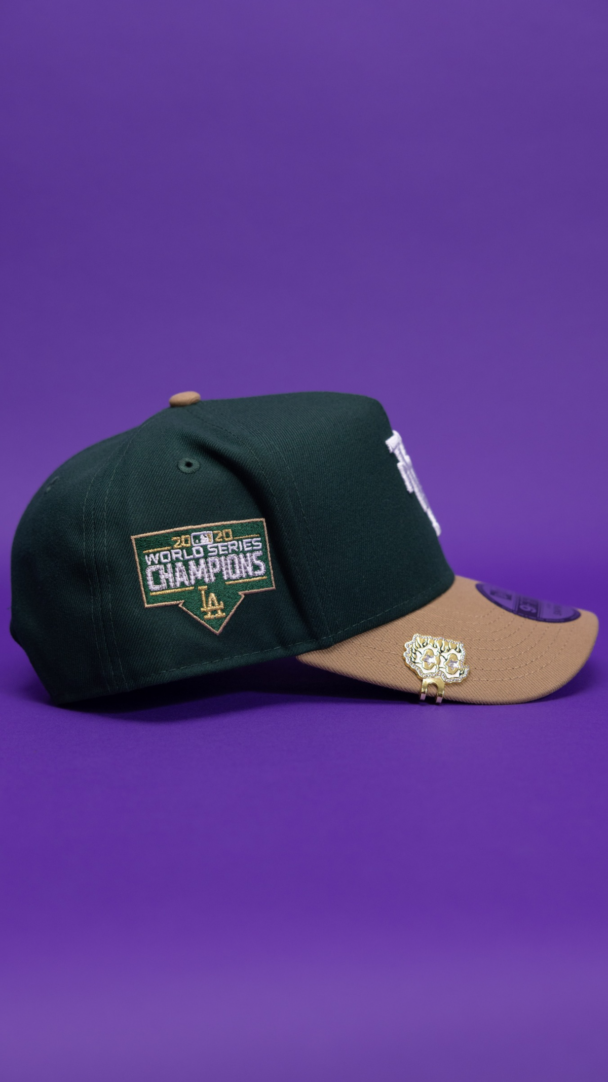 New Era 9Fifty A-Frame Forest Green/Beige Upside Down Los Angeles Dodgers Snapback W/ World Series Champions Side Patch