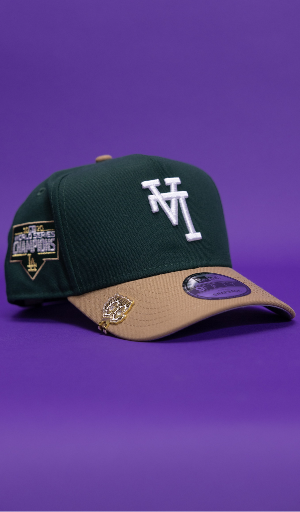 New Era 9Fifty A-Frame Forest Green/Beige Upside Down Los Angeles Dodgers Snapback W/ World Series Champions Side Patch