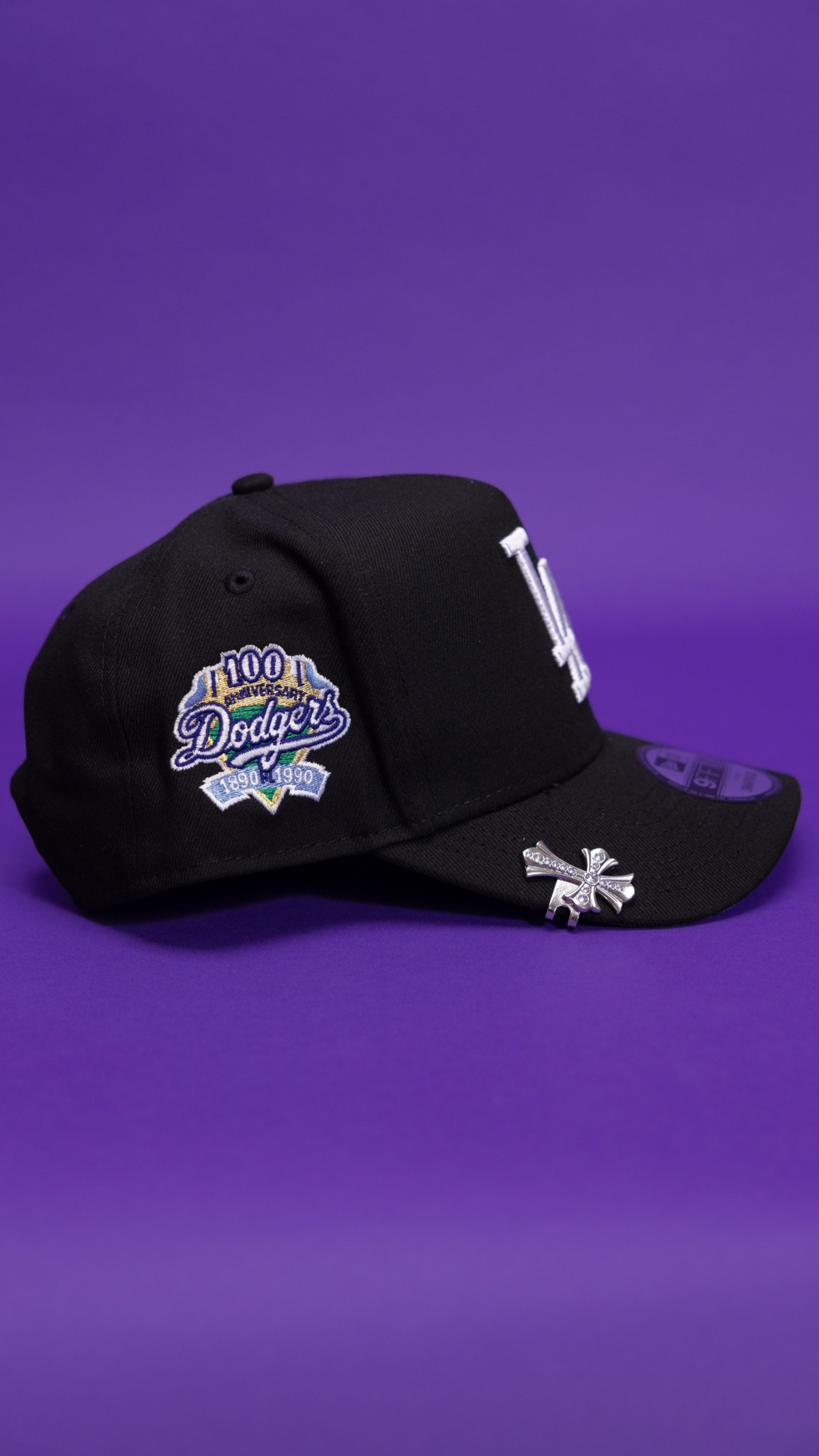 New Era 9Fifty A-Frame Black Los Angeles Dodgers Snapback W/ Heart + 100th Anniversary Side Patch