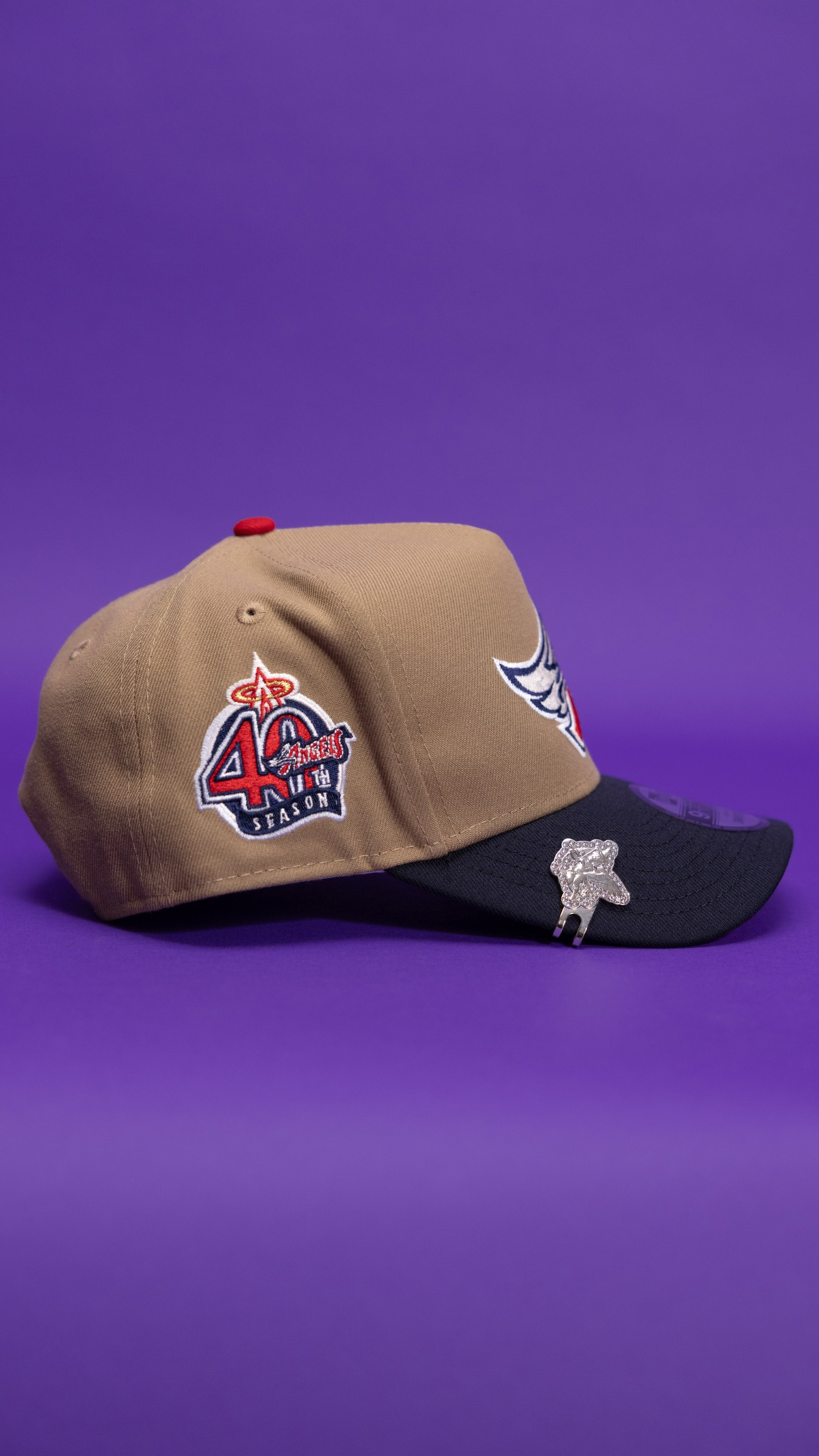 New Era 9Fifty A-Frame Camel/Navy Anaheim Angels Snapback W/ 40th Anniversary Side Patch
