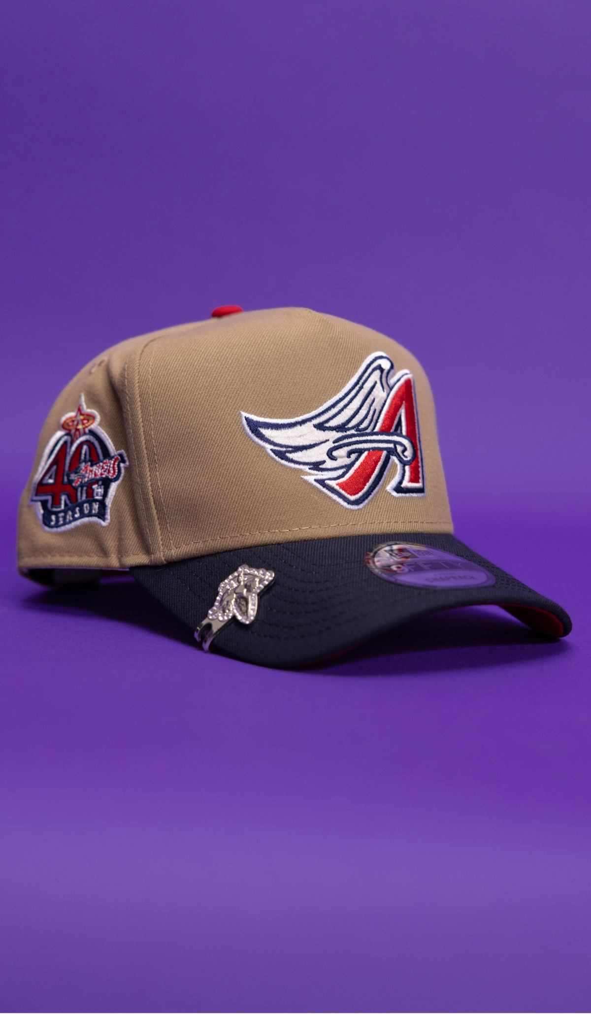 New Era 9Fifty A-Frame Camel/Navy Anaheim Angels Snapback W/ 40th Anniversary Side Patch