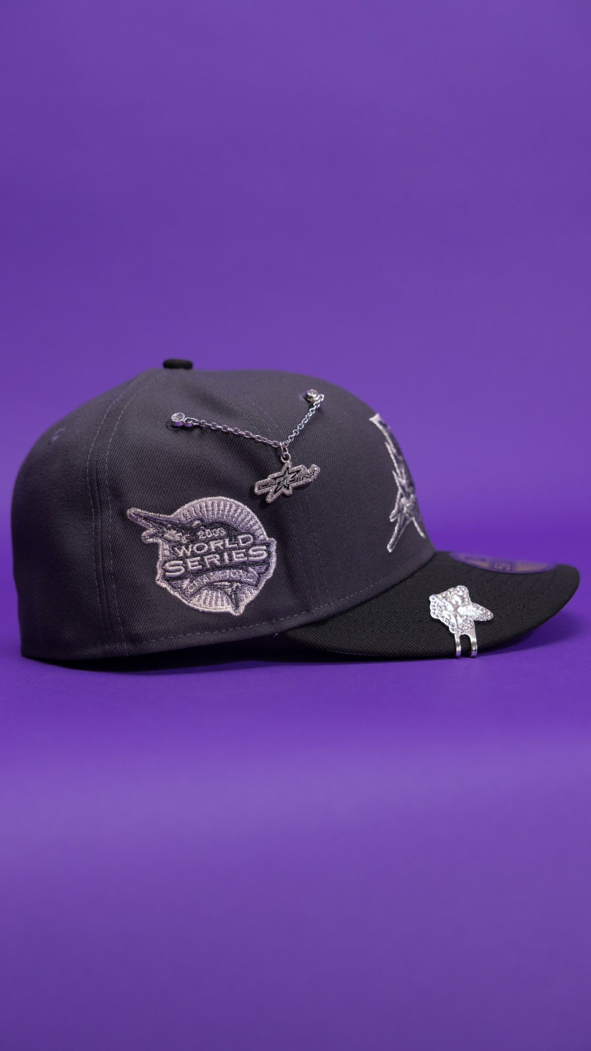 New Era Exclusive 59Fifty Grey/Black Upside Down Miami Marlins W/ World Series Side Patch