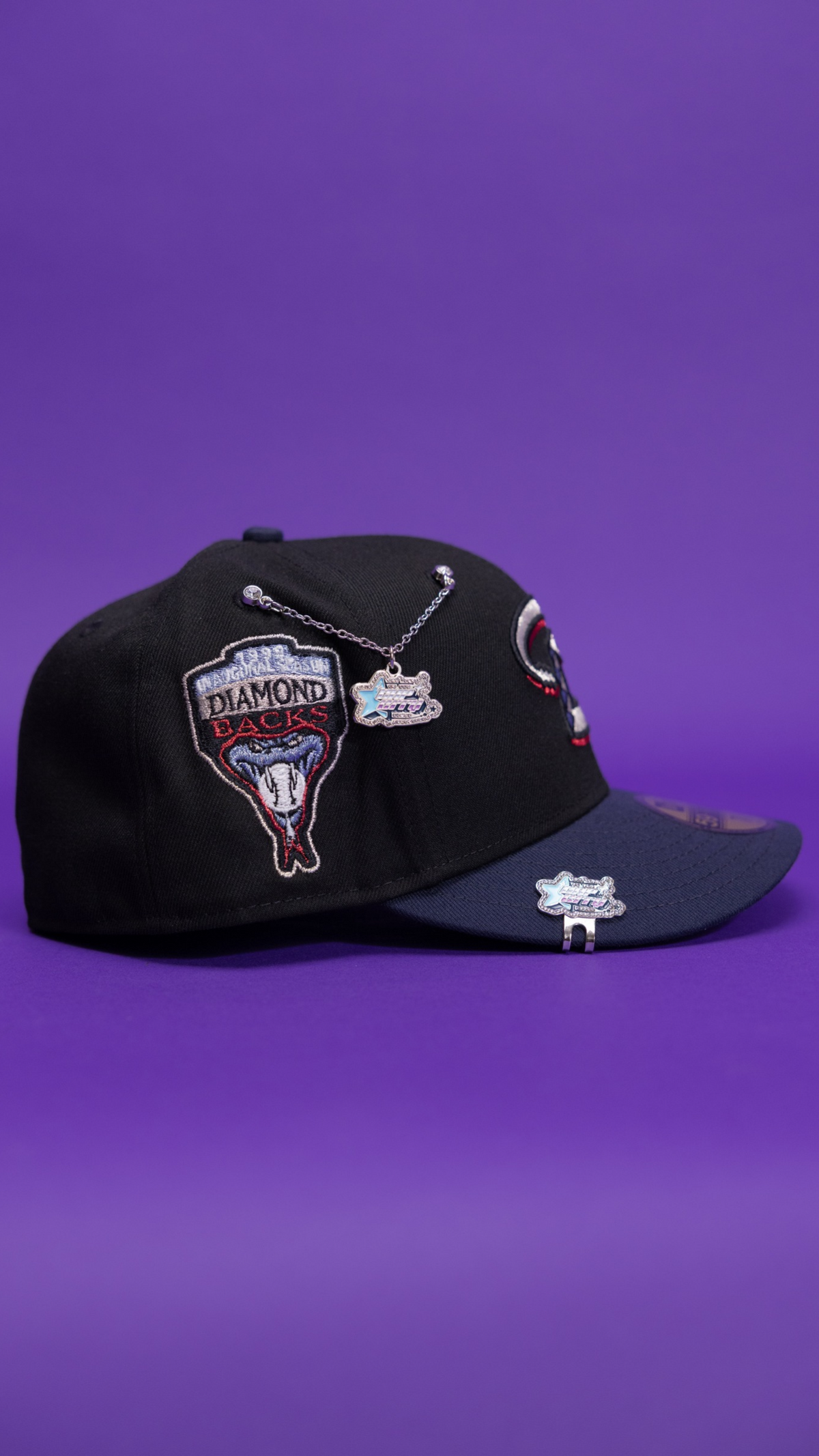 New Era Exclusive 59Fifty Black/Navy Arizona Diamondbacks W/ 1998 Inaugural Season Side Patch