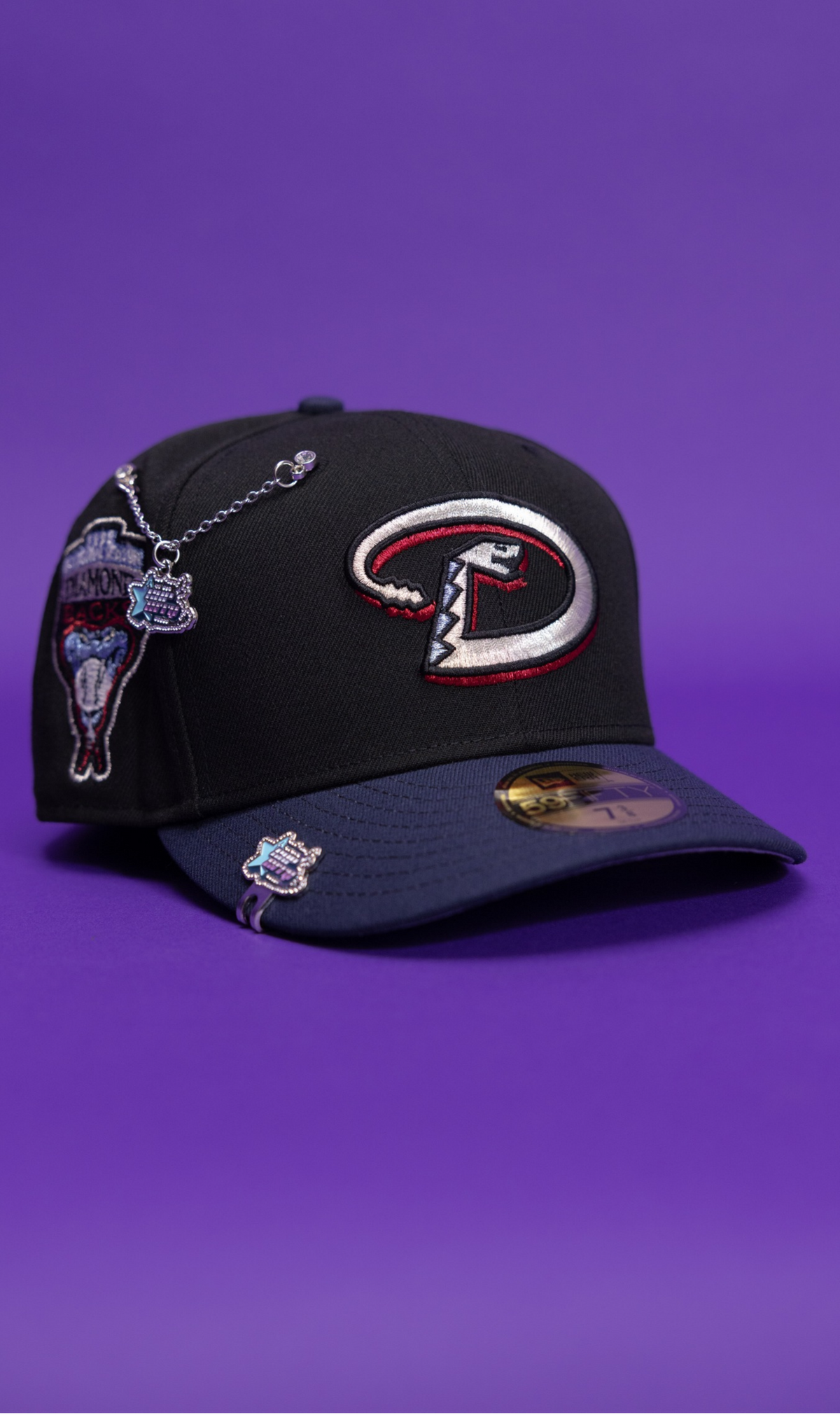 New Era Exclusive 59Fifty Black/Navy Arizona Diamondbacks W/ 1998 Inaugural Season Side Patch