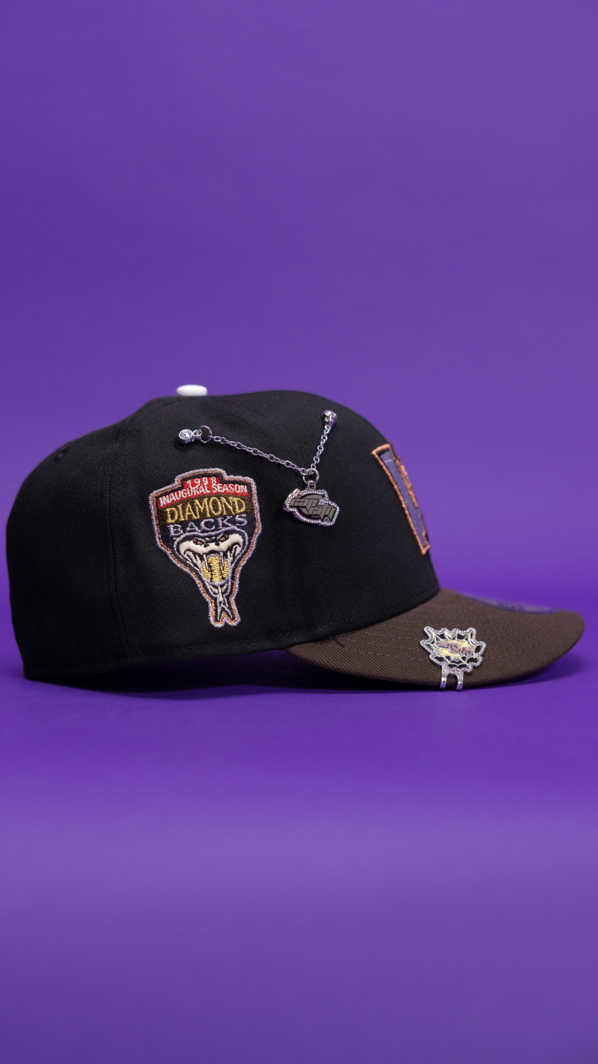 New Era Exclusive 59Fifty Black/Brown Arizona Diamondbacks W/ 1998 Inaugural Season Side Patch