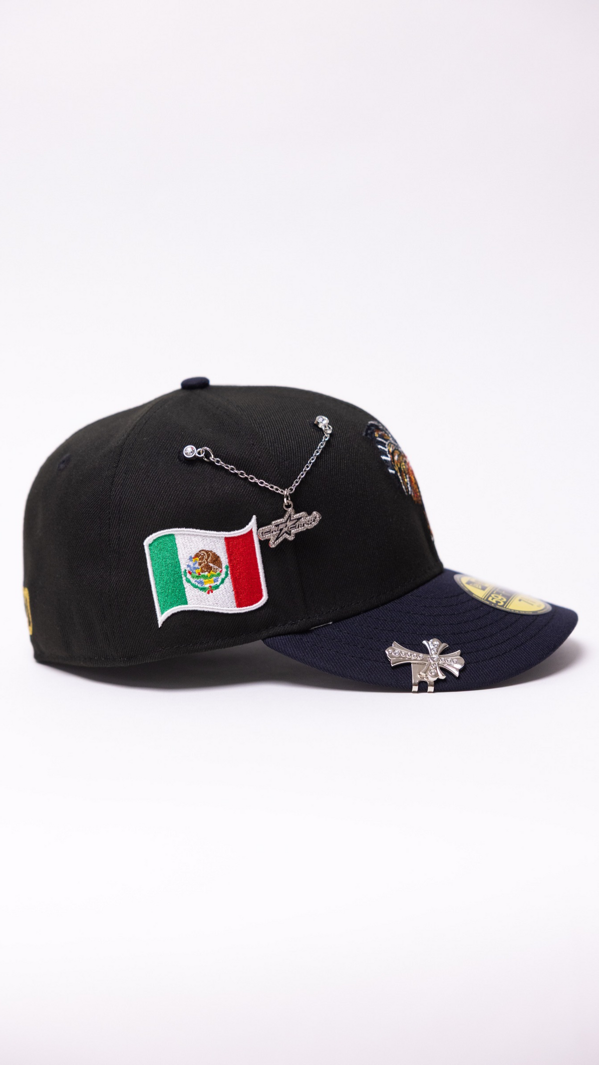 New Era Exclusive 59Fifty Black/Navy Mexico "El Gallo" W/ Mexico Flag Side Patch