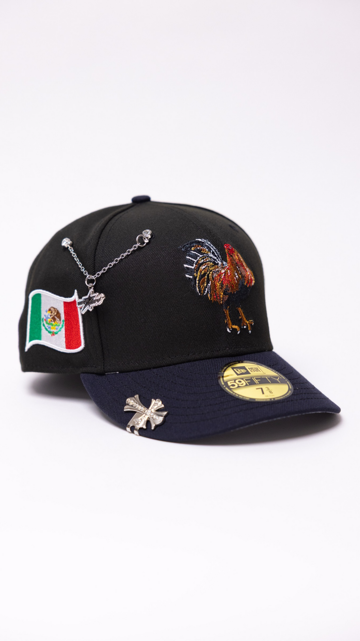 New Era Exclusive 59Fifty Black/Navy Mexico "El Gallo" W/ Mexico Flag Side Patch