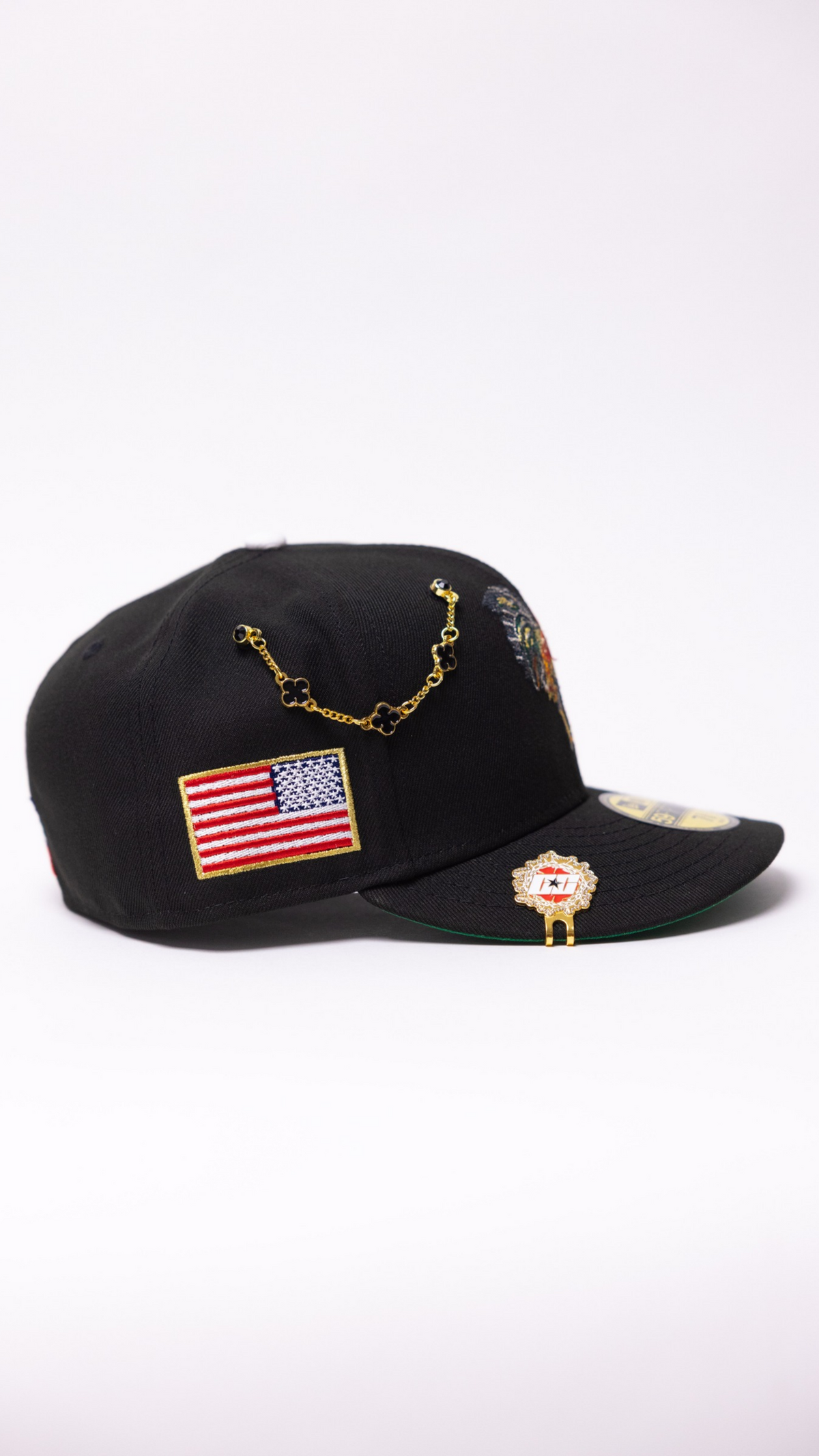 New Era Exclusive 59Fifty Black Mexico "El Gallo" W/ U.S.A. Flag Side Patch