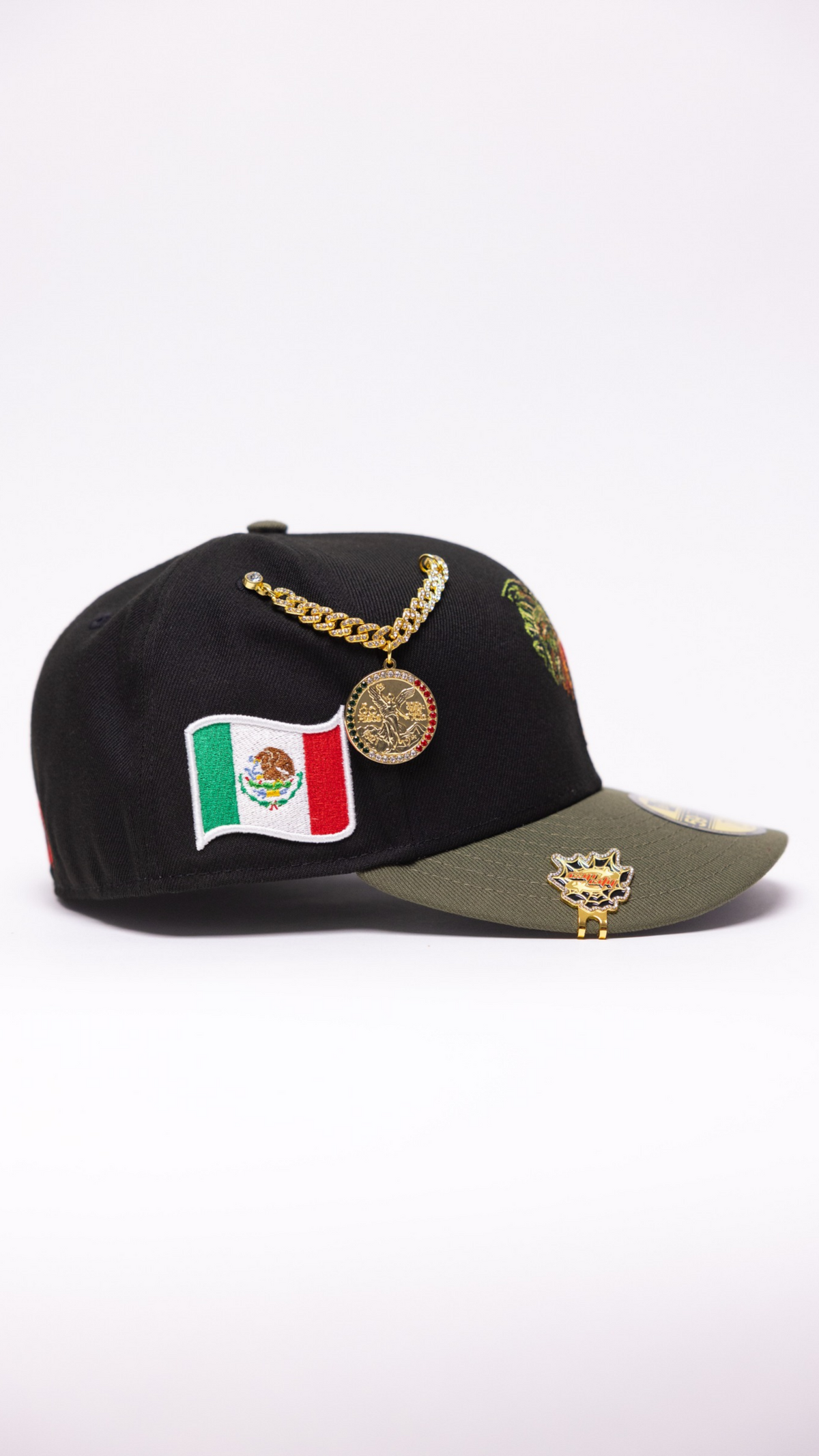 New Era Exclusive 59Fifty Black/Olive Mexico "El Gallo" W/ Mexico Flag Side Patch