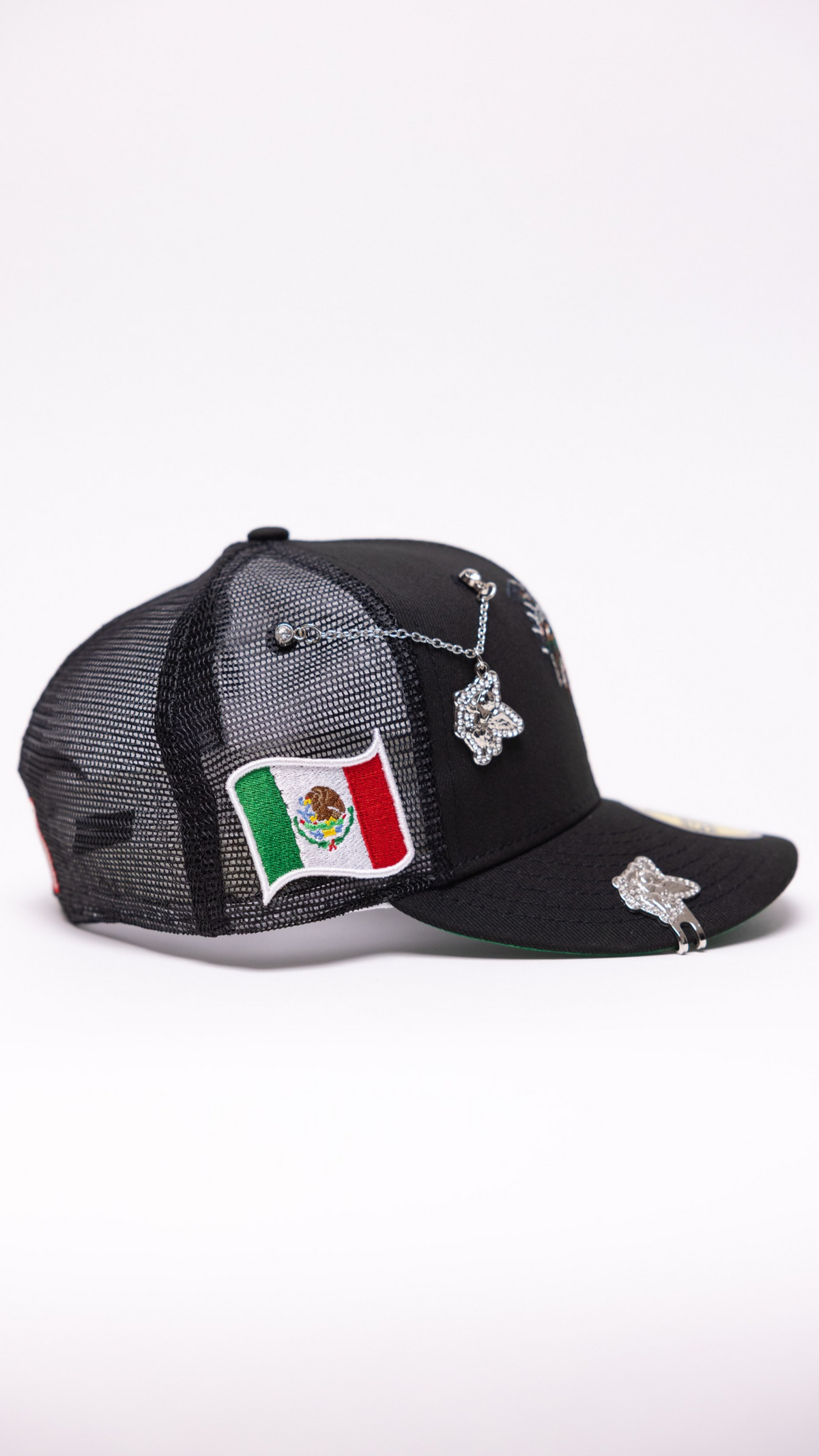 New Era Exclusive 59Fifty Black Mexico "El Gallo" Meshback W/ Mexico Flag Side Patch
