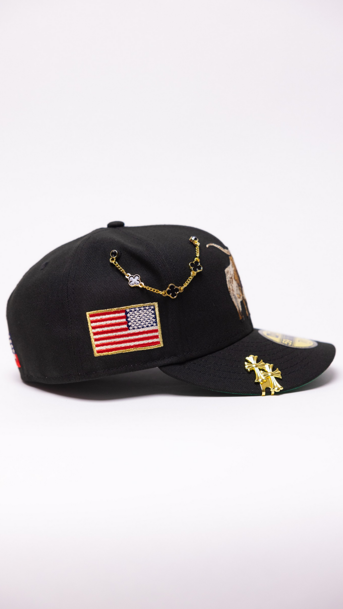 New Era Exclusive 59Fifty Black "Texas Longhorn" W/ U.S.A. Flag Side Patch