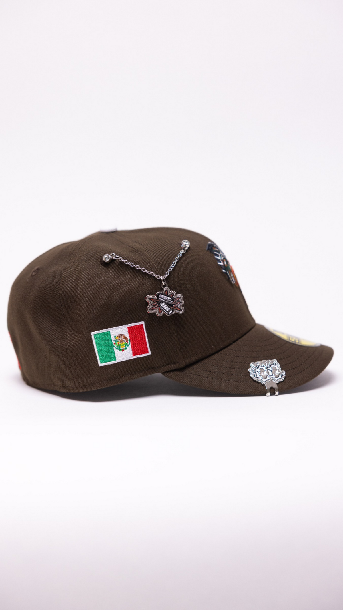 New Era Exclusive 59Fifty Brown Mexico "El Gallo" W/ Mexico Flag Side Patch