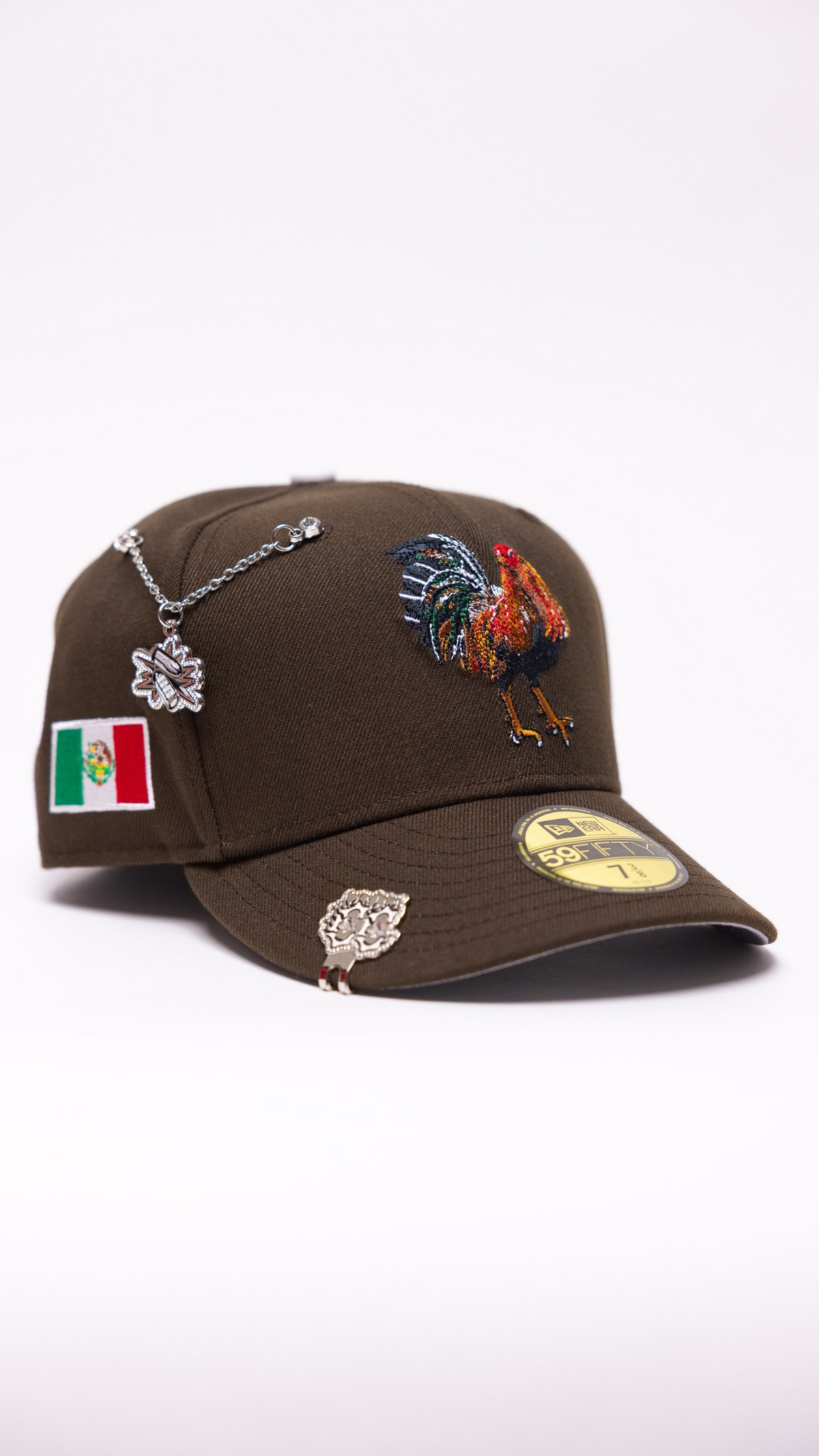 New Era Exclusive 59Fifty Brown Mexico "El Gallo" W/ Mexico Flag Side Patch
