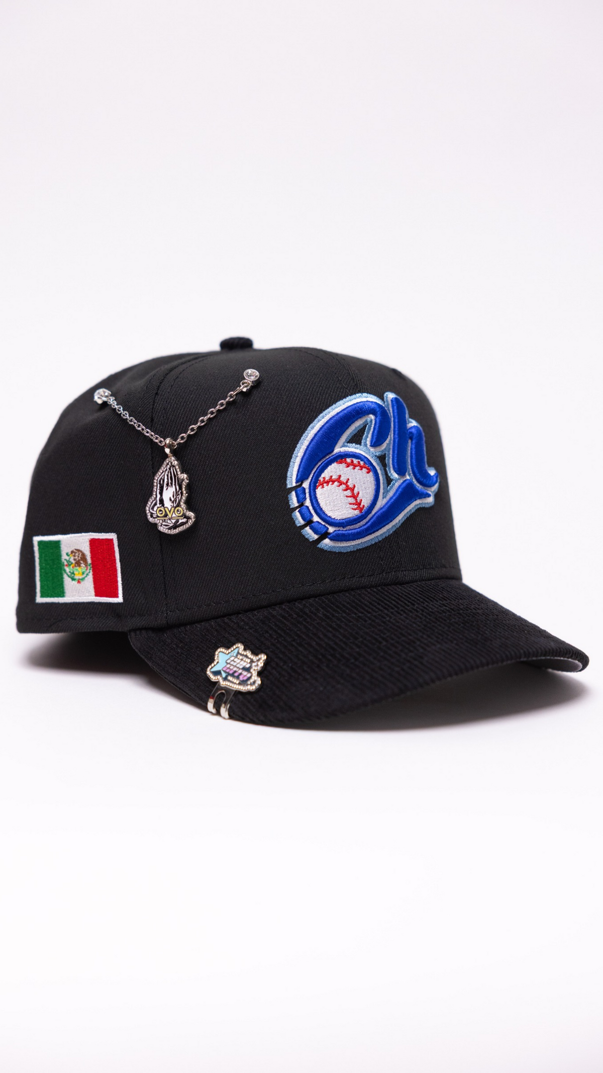 New Era Exclusive 59Fifty Black/Corduroy Charros De Jalisco W/ Mexico Flag Side Patch