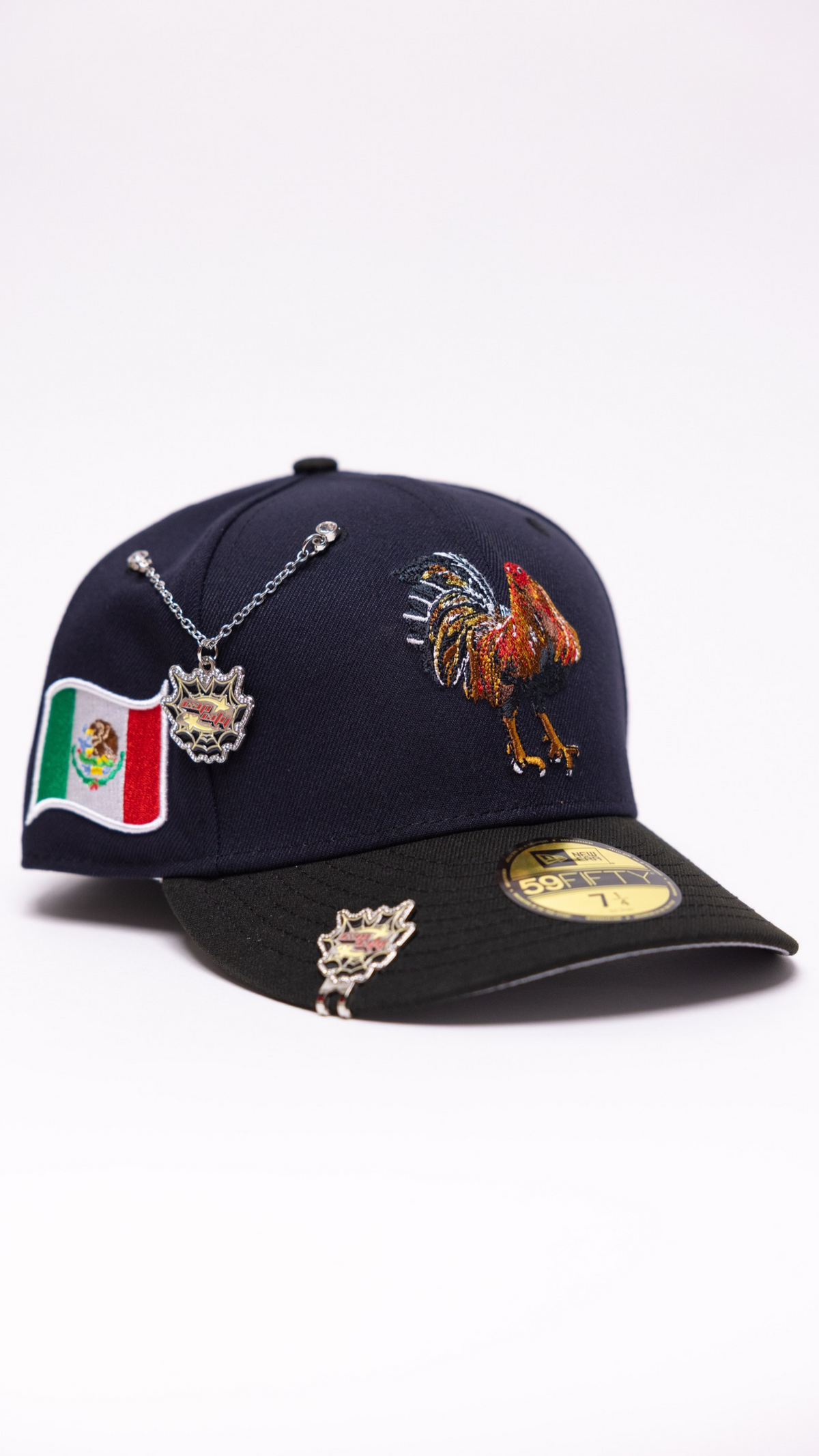 New Era Exclusive 59Fifty Navy/Black Mexico "El Gallo" W/ Mexico Flag Side Patch
