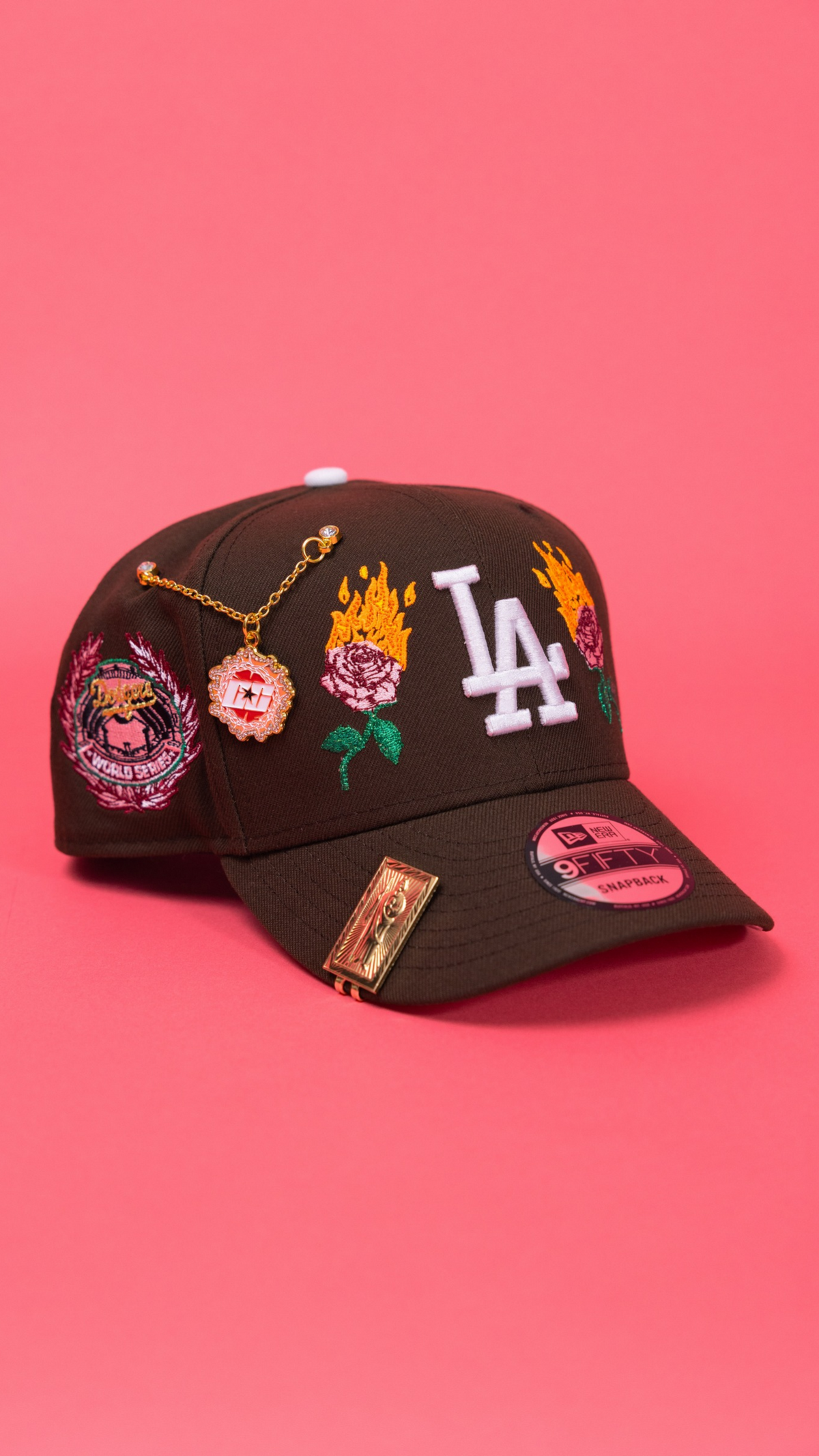 Dodgers Burning Roses 9Fifty Snapback - Brown