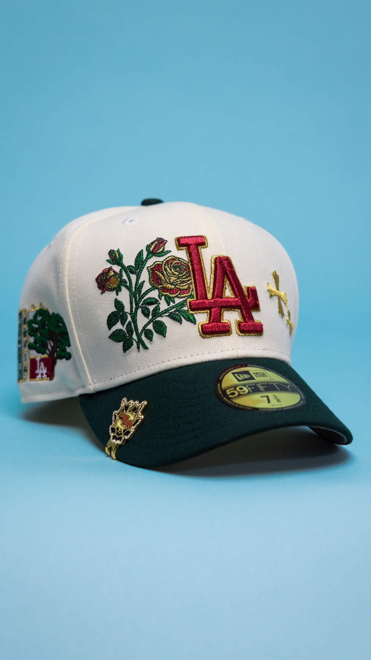 Dodgers Blooming Rose 59Fifty Fitted – Chrome/Forest Green