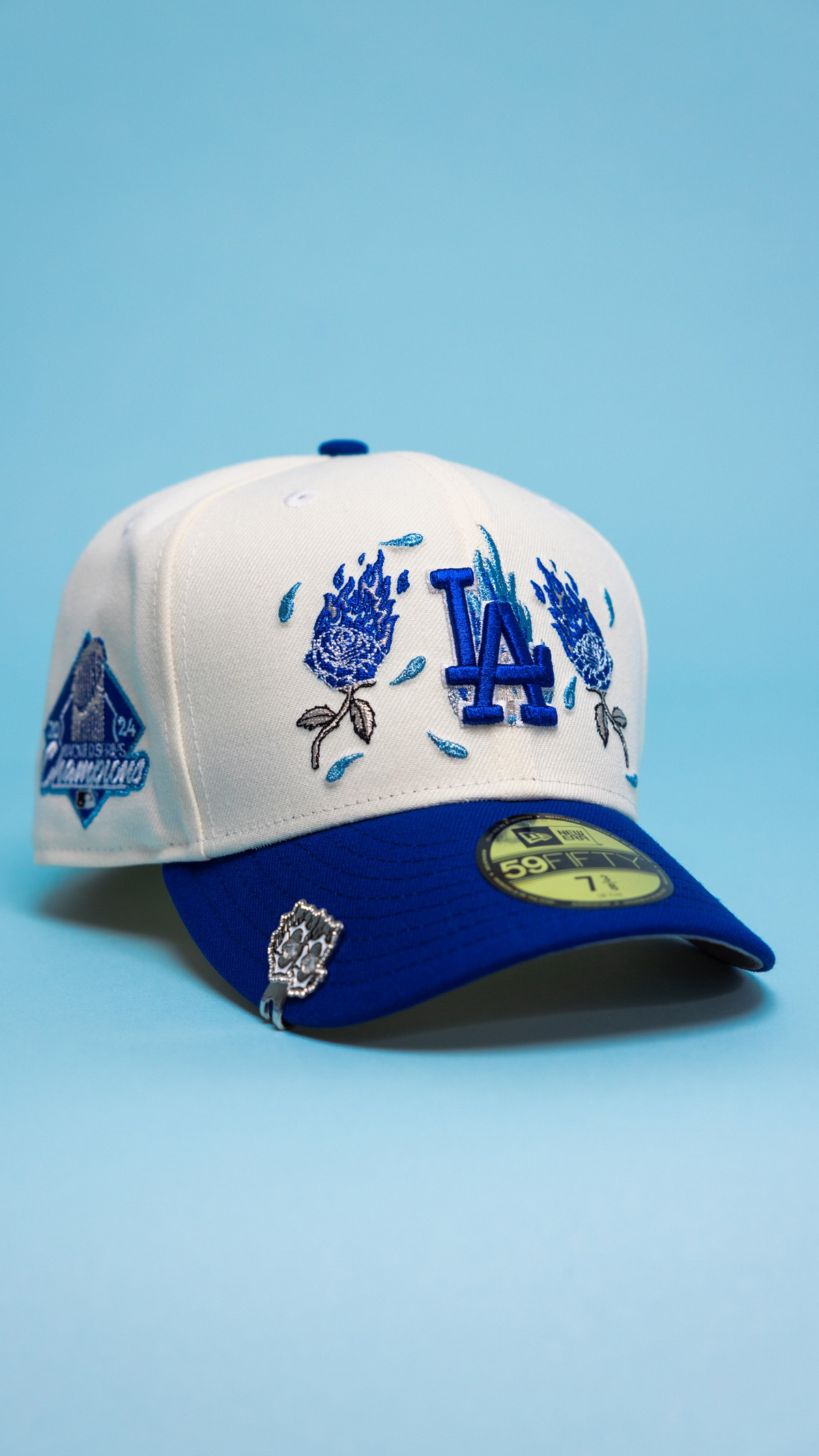 Dodgers Burnt Roses 59Fifty Fitted – Chrome/Blue