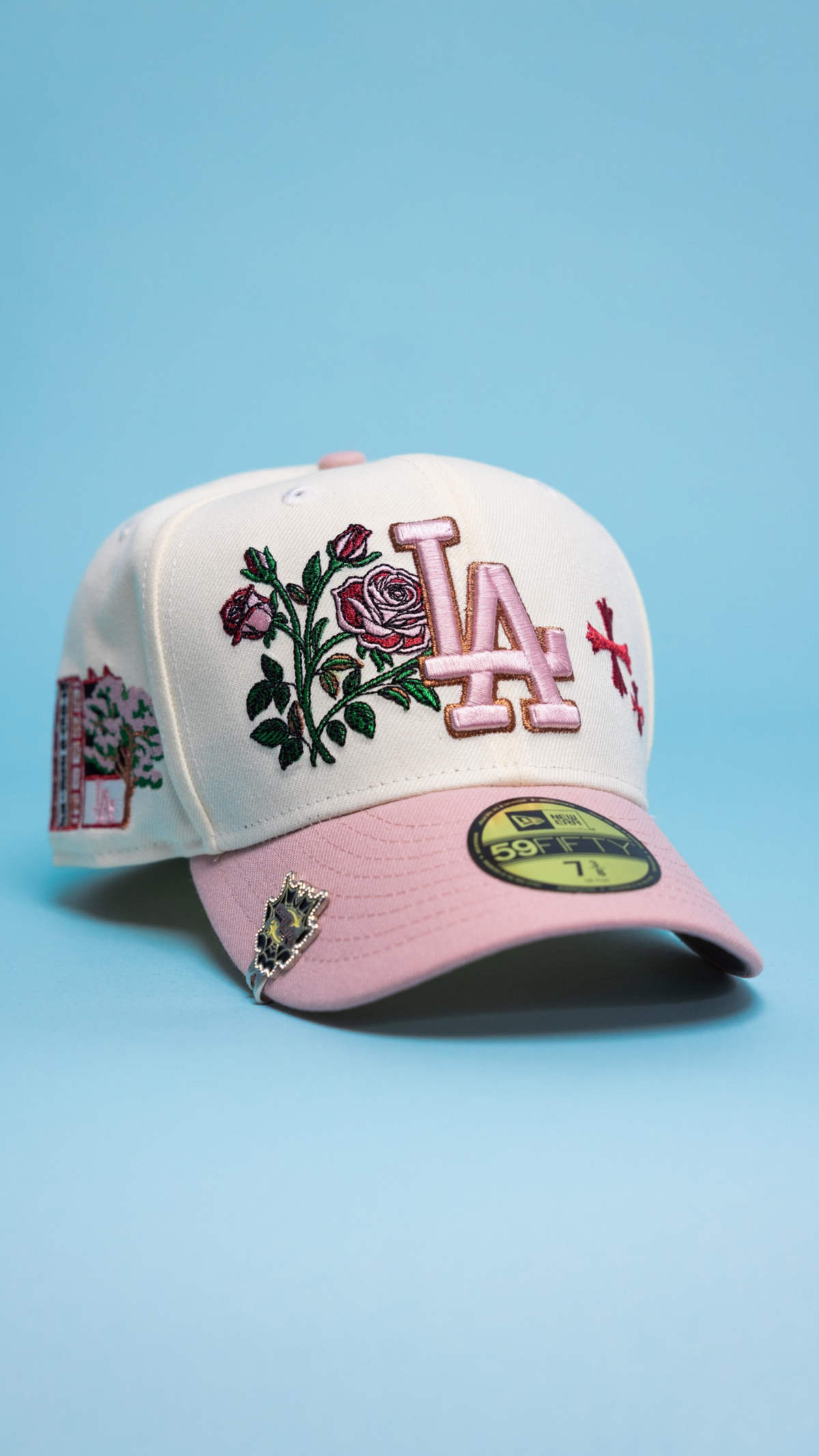 Dodgers Blooming Rose 59Fifty Fitted – Chrome/Pink