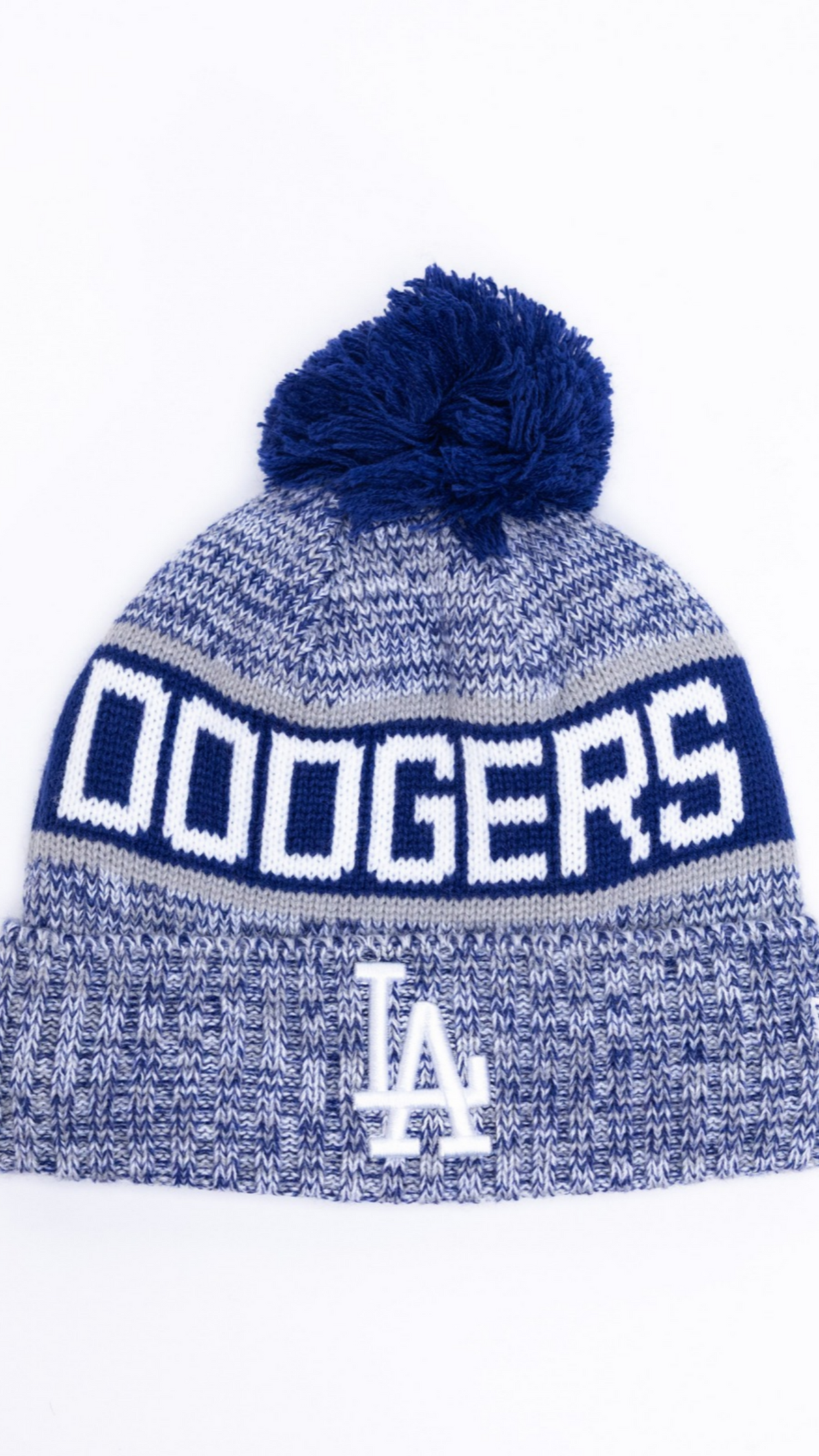 Los Angeles Dodgers Pom Pom Knit Beanie - Grey