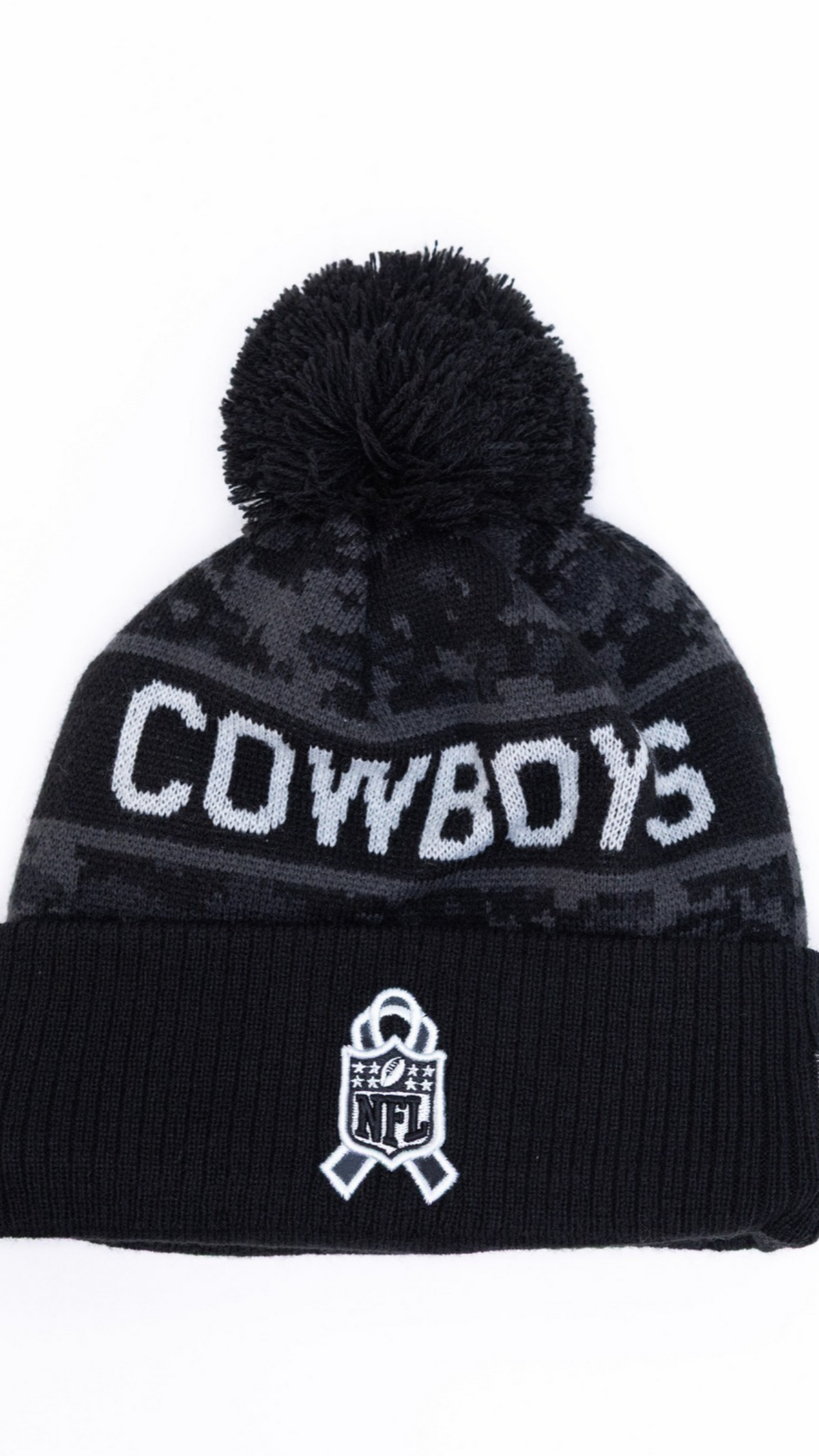 Dallas Cowboys Pom Pom Knit Beanie - Black