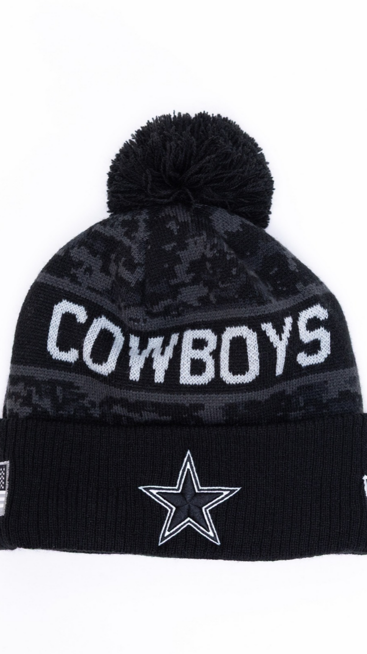 Dallas Cowboys Pom Pom Knit Beanie - Black
