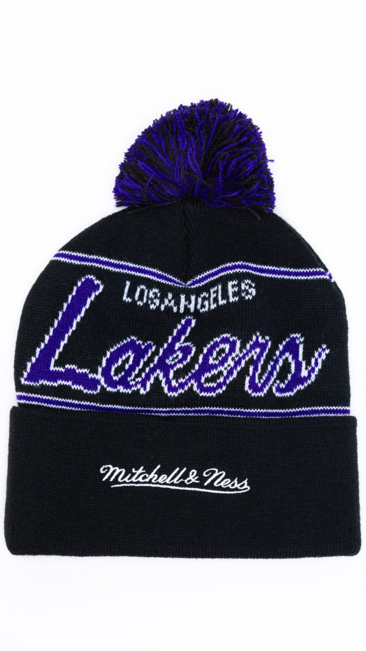 Los Angeles Lakers Pom Pom Knit Beanie - Black