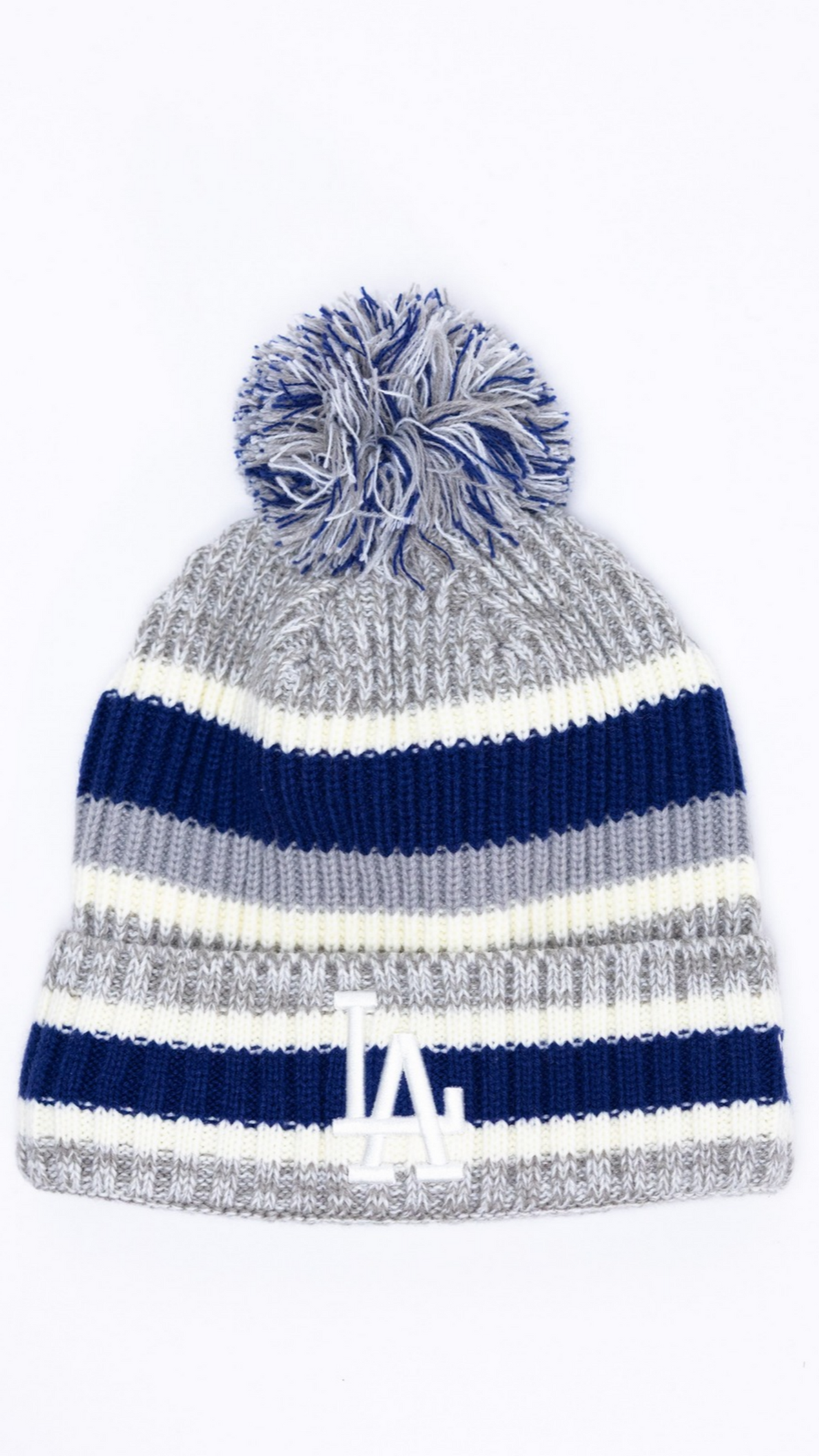 Los Angeles Dodgers Pom Pom Knit Beanie - Grey/Blue