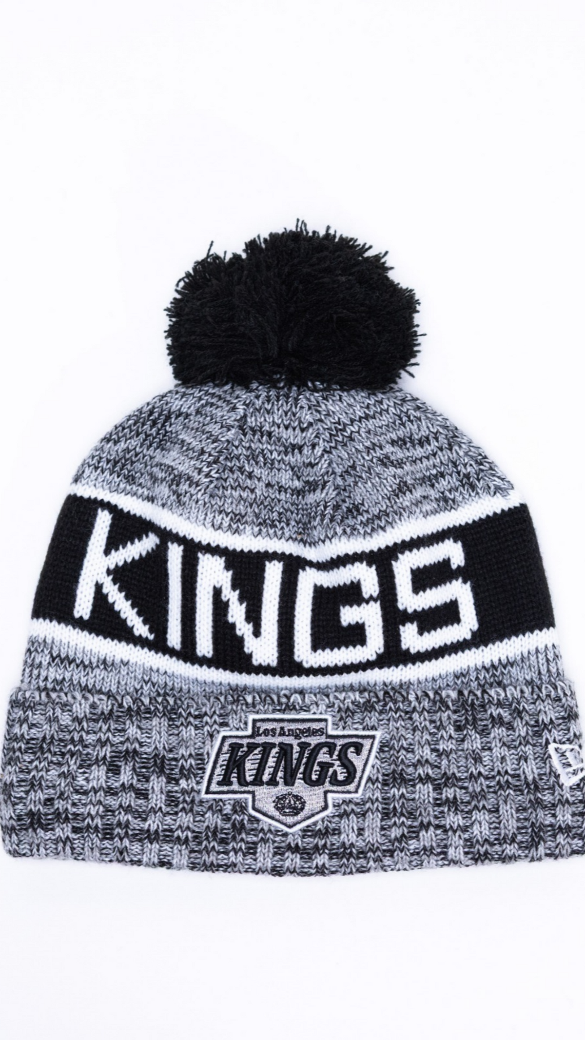 Los Angeles Kings Pom Pom Knit Beanie - Grey/Black